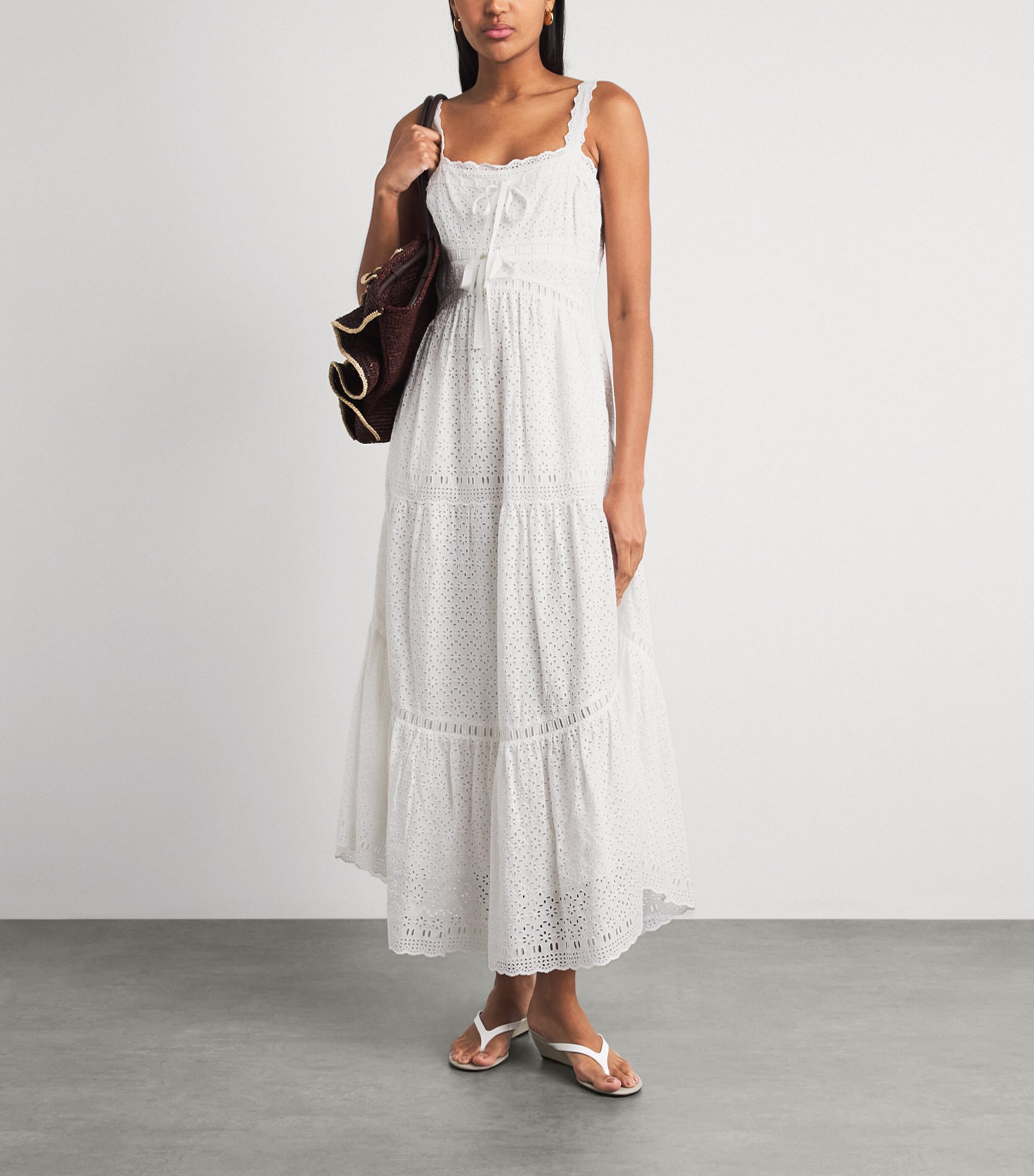 Ulla Johnson Womens Broderie Anglaise Constance Maxi Dress Pristine Image 2