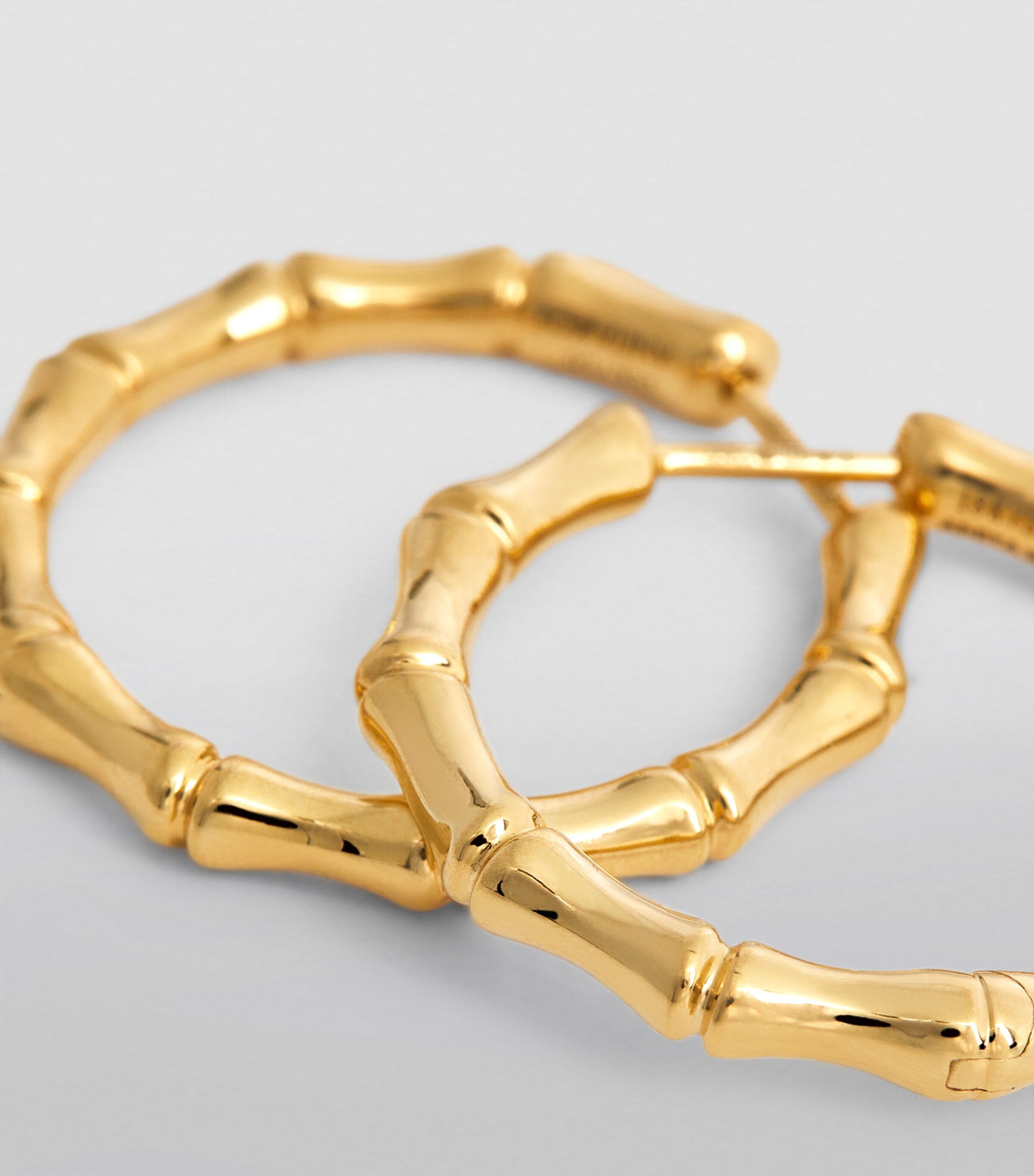 Yellow Gold Bamboo Hoop Earrings YELLOW GOLD Image 6