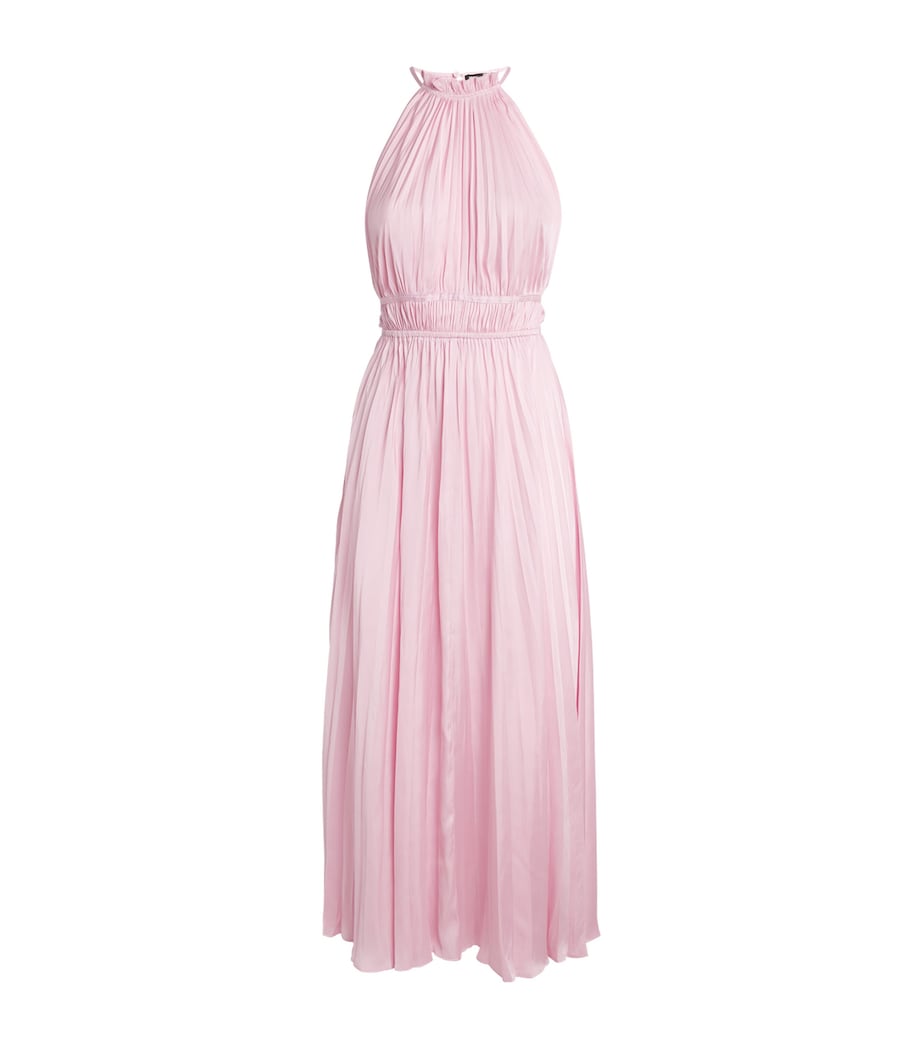 Maje Womens Satin Pleated Maxi Dress Pink Image 1