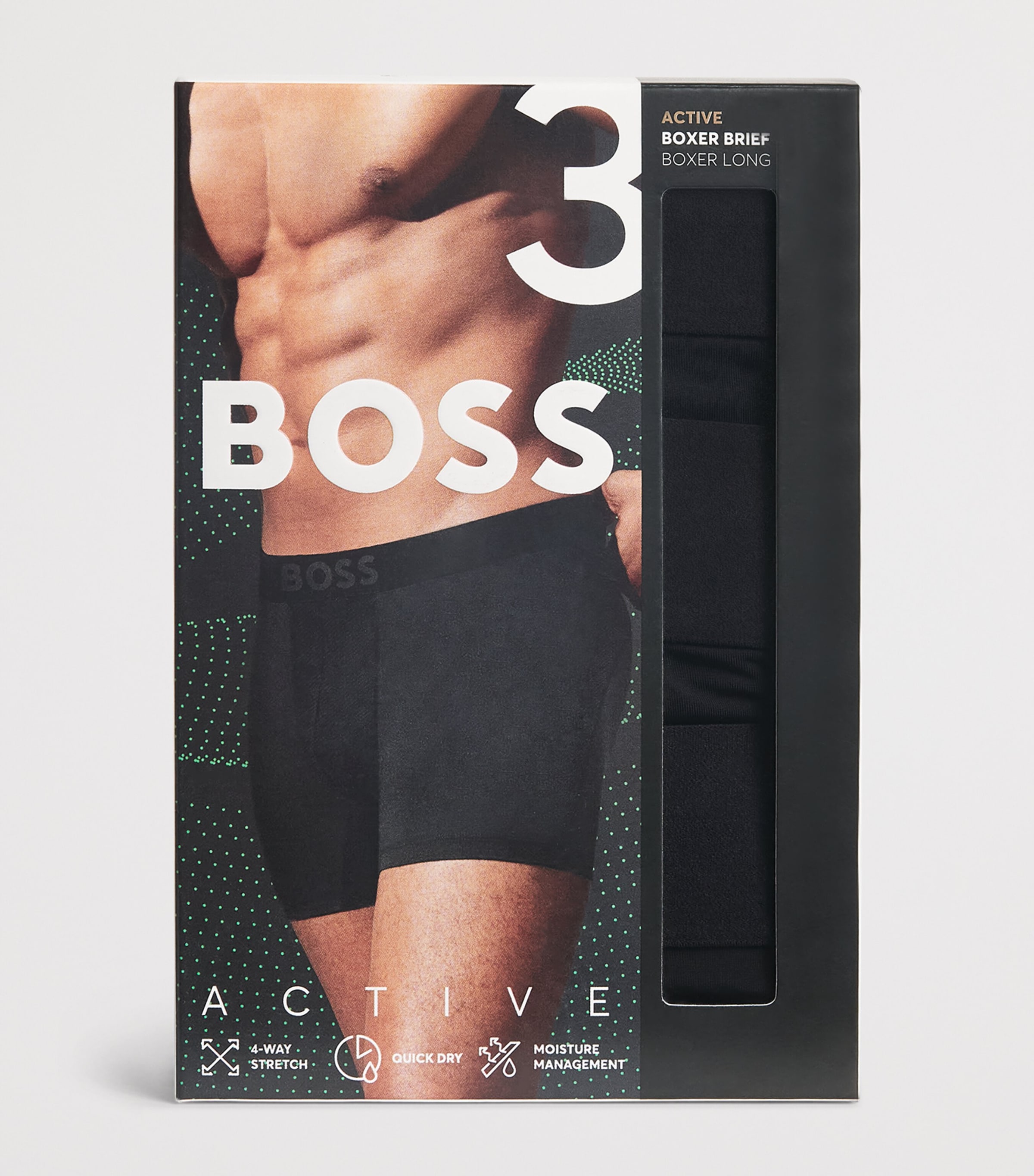 BOSS Mens Active Boxer Briefs (Pack of 3) Black Image 4