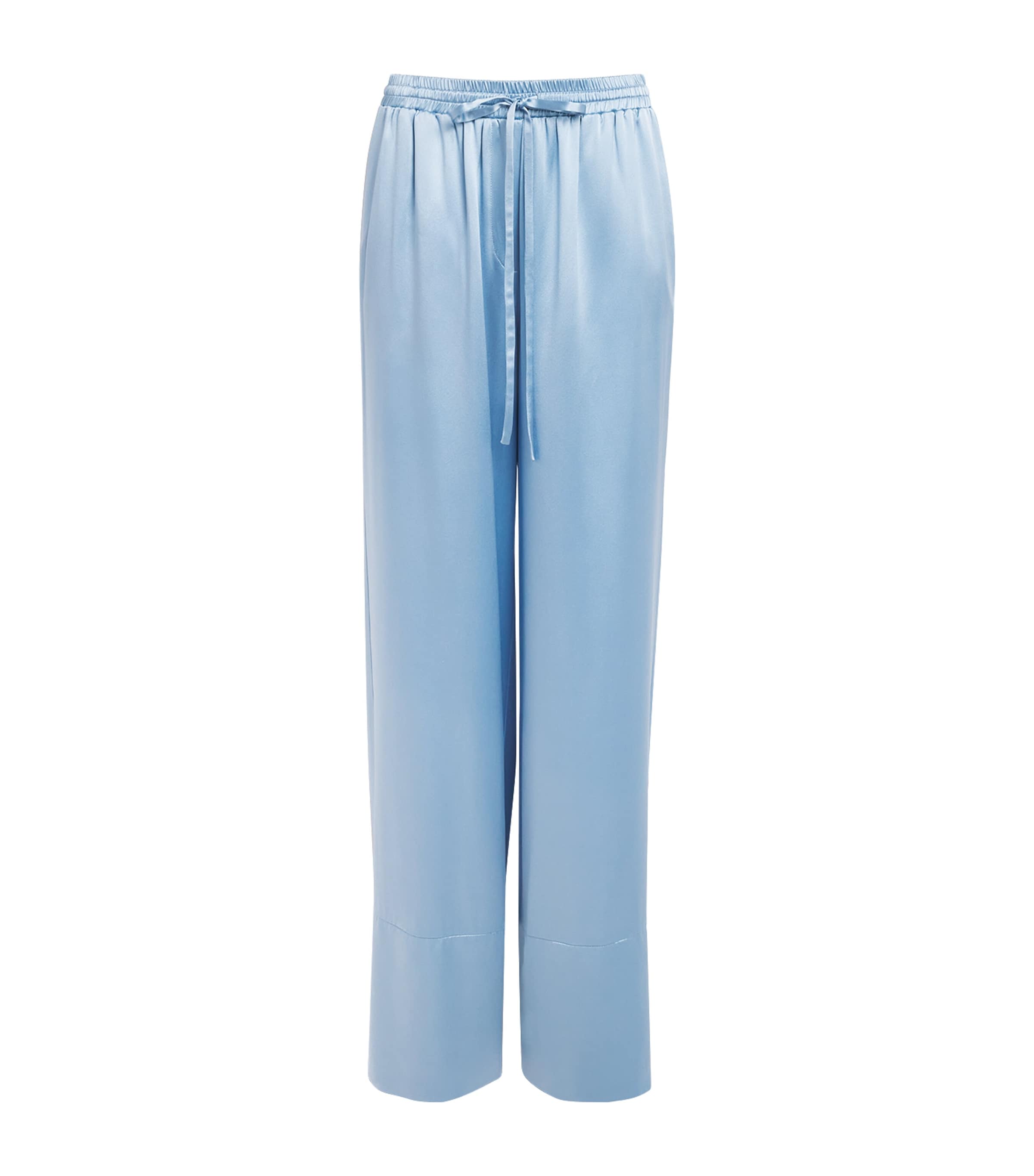 Laura Pitharas Womens Silk Drawstring Trousers Steel Blue Excl Image 1