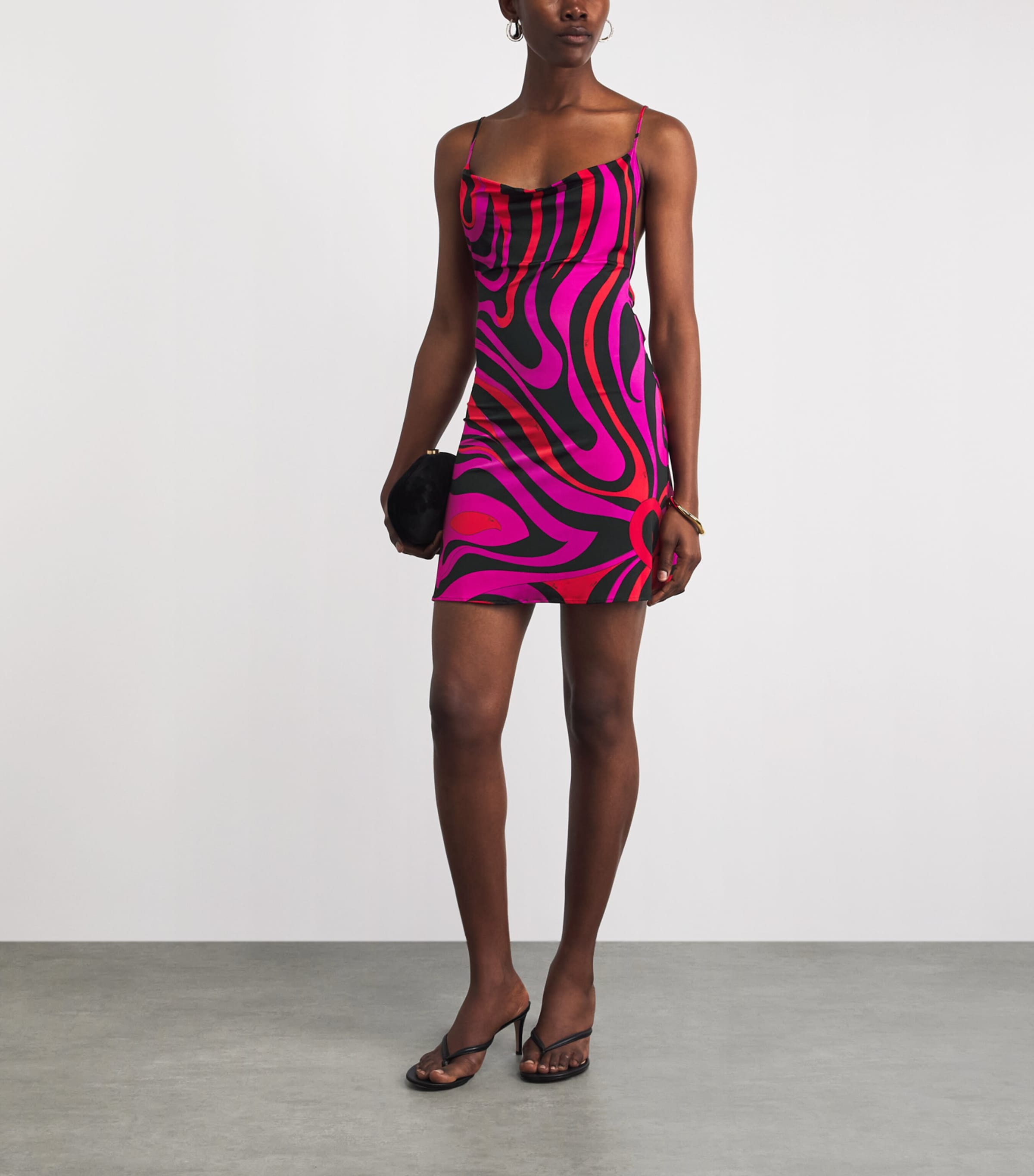 PUCCI Womens Satin Marmo Mini Dress Fuchsia Image 2