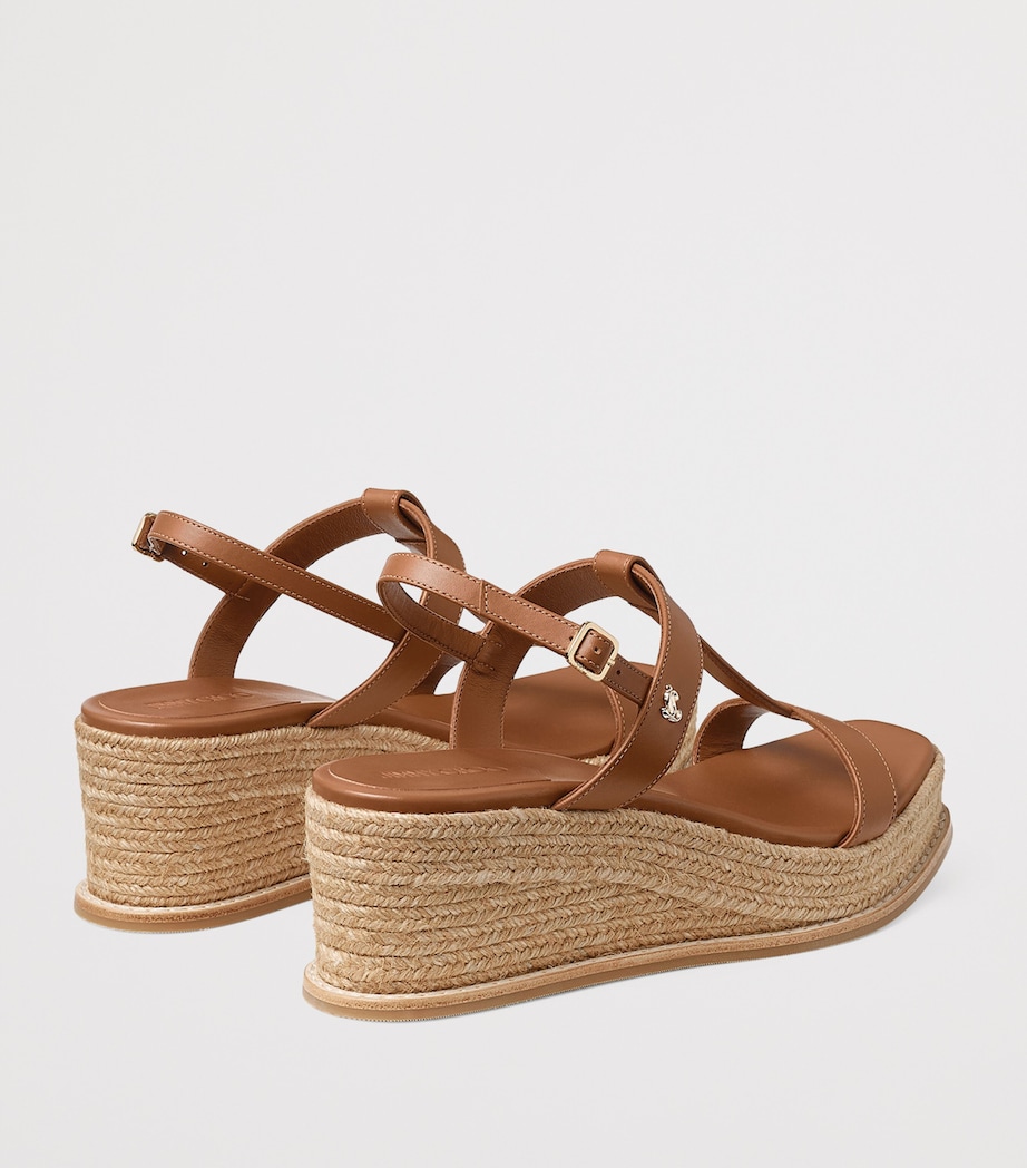 Jimmy Choo Theia 60 Leather Wedge Sandals Tan Image 4