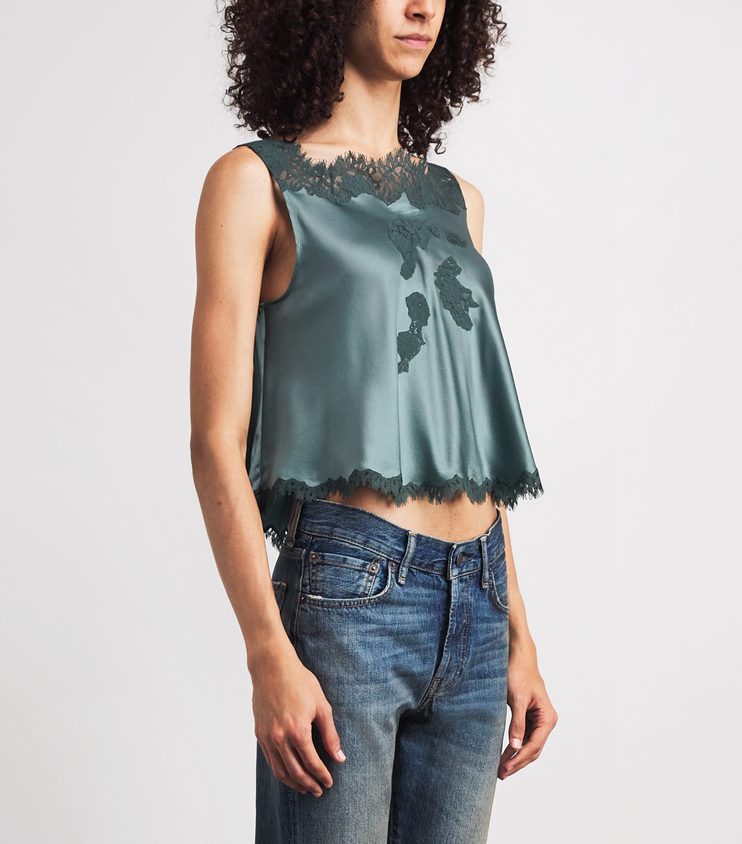 DÔEN Womens Silk Valerina Top Dulac Green Image 4