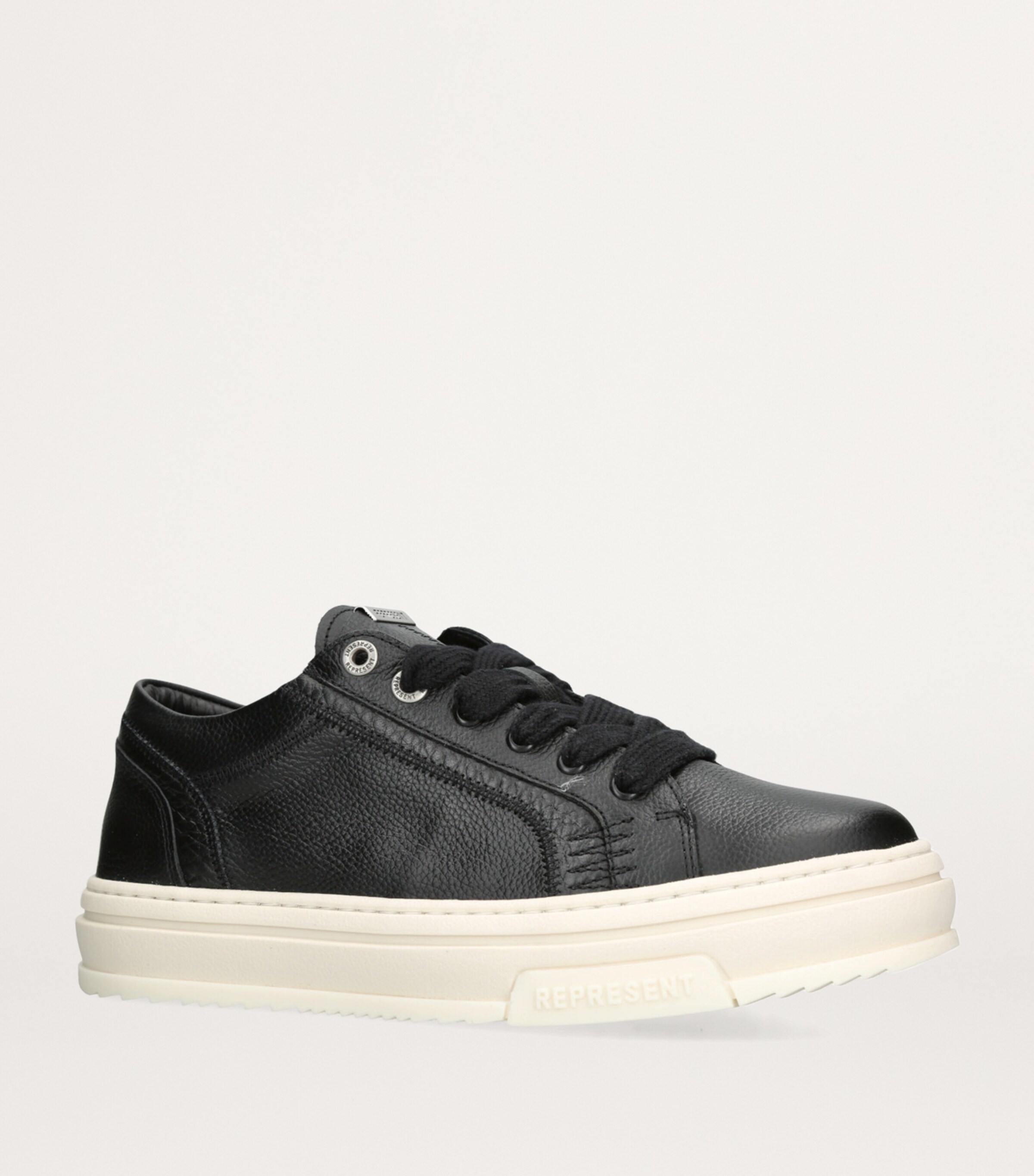 Tumbled Leather HTN Sneakers BLACK Image 3