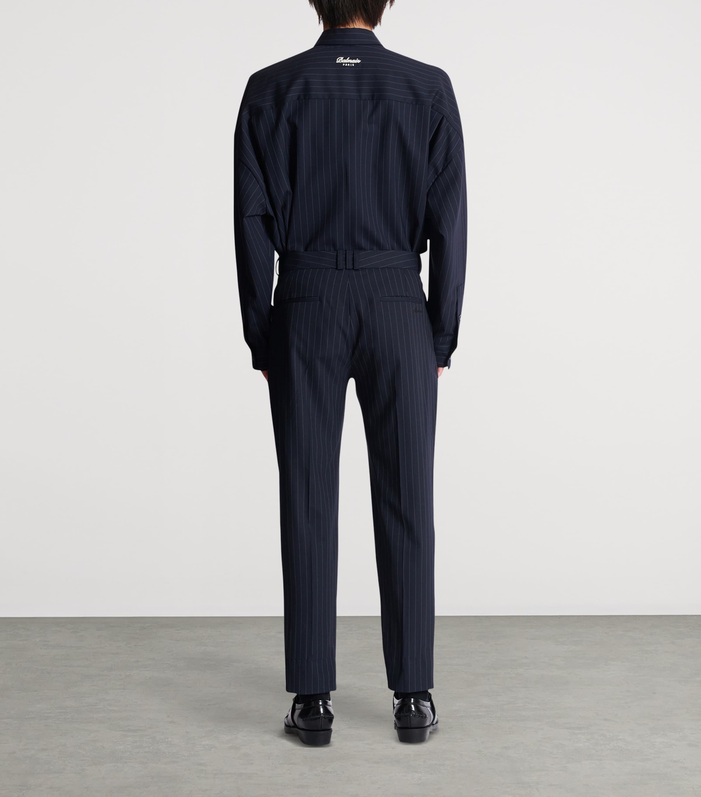 Virgin Wool Pinstripe Trousers SAJ BLEU/BLANC Image 3