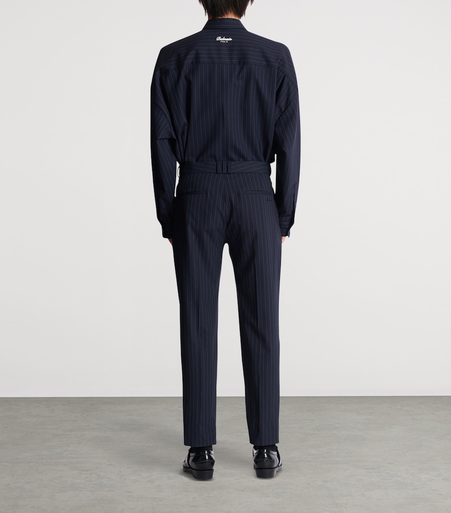 Virgin Wool Pinstripe Trousers SAJ BLEU/BLANC Image 3