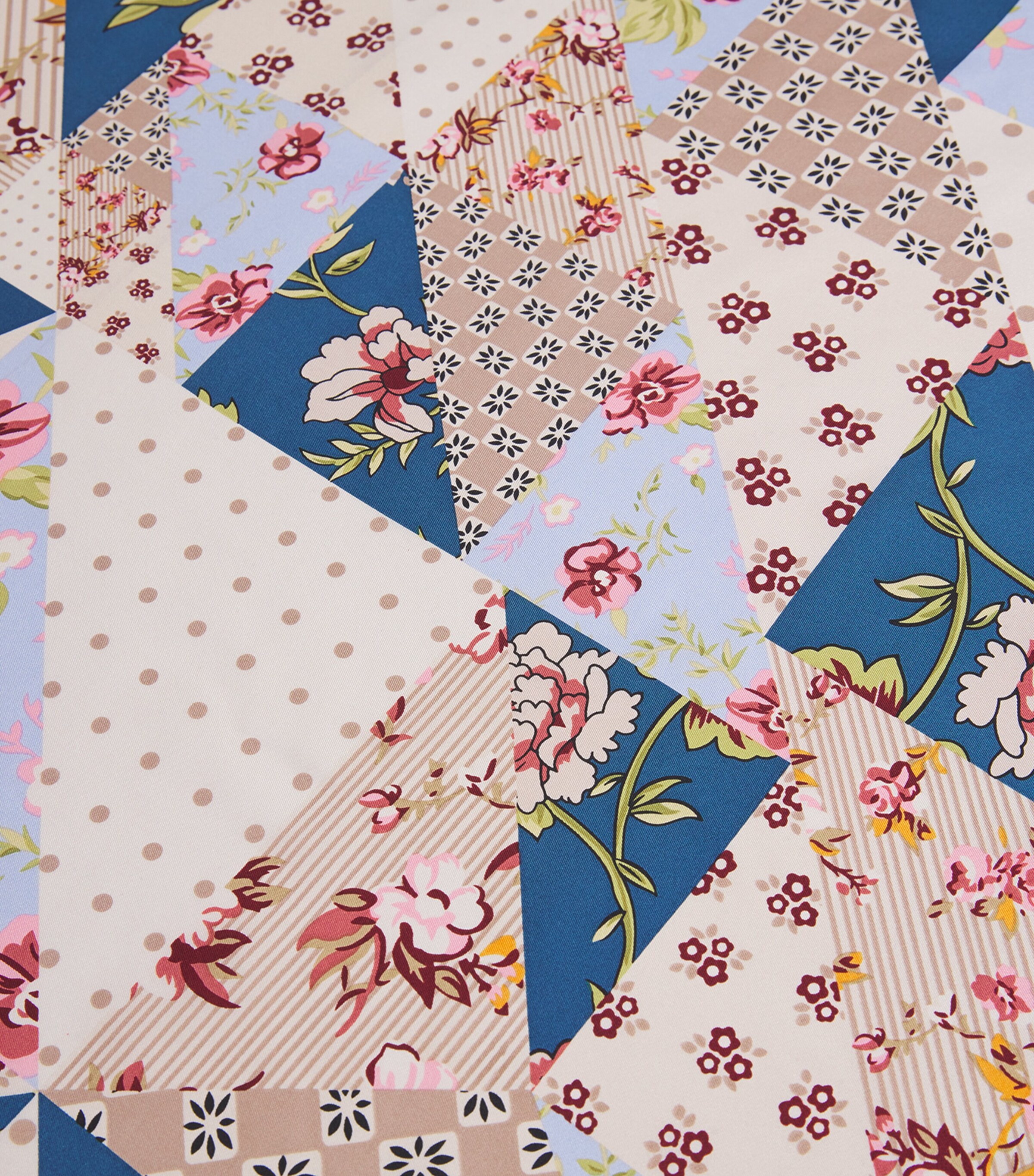 Silk Patchwork Square Scarf IVORY Image 5