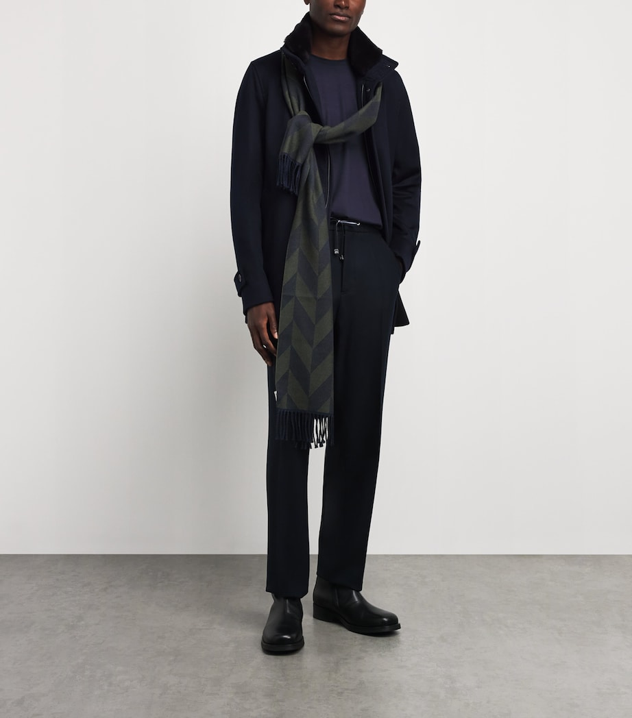 Herno Mens Cashmere Car Coat Blu Scuro Image 2