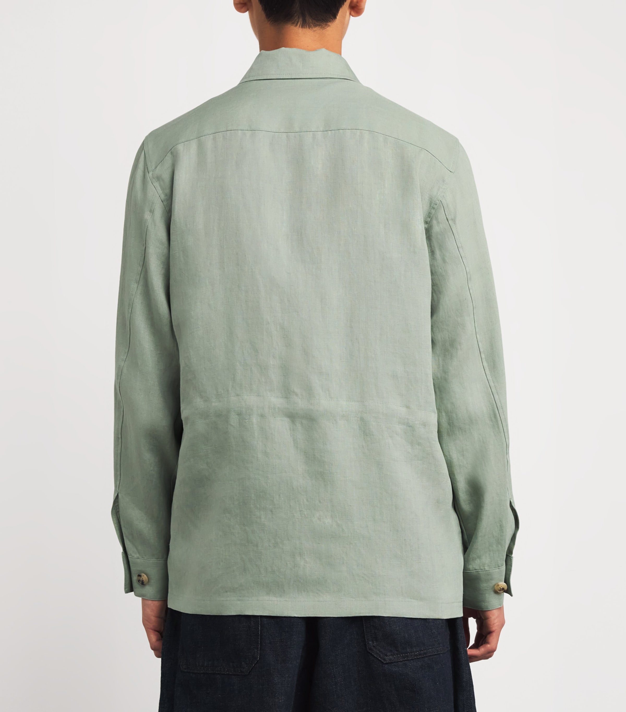 Linen Overshirt 34A_LT GREYISH GREEN Image 4