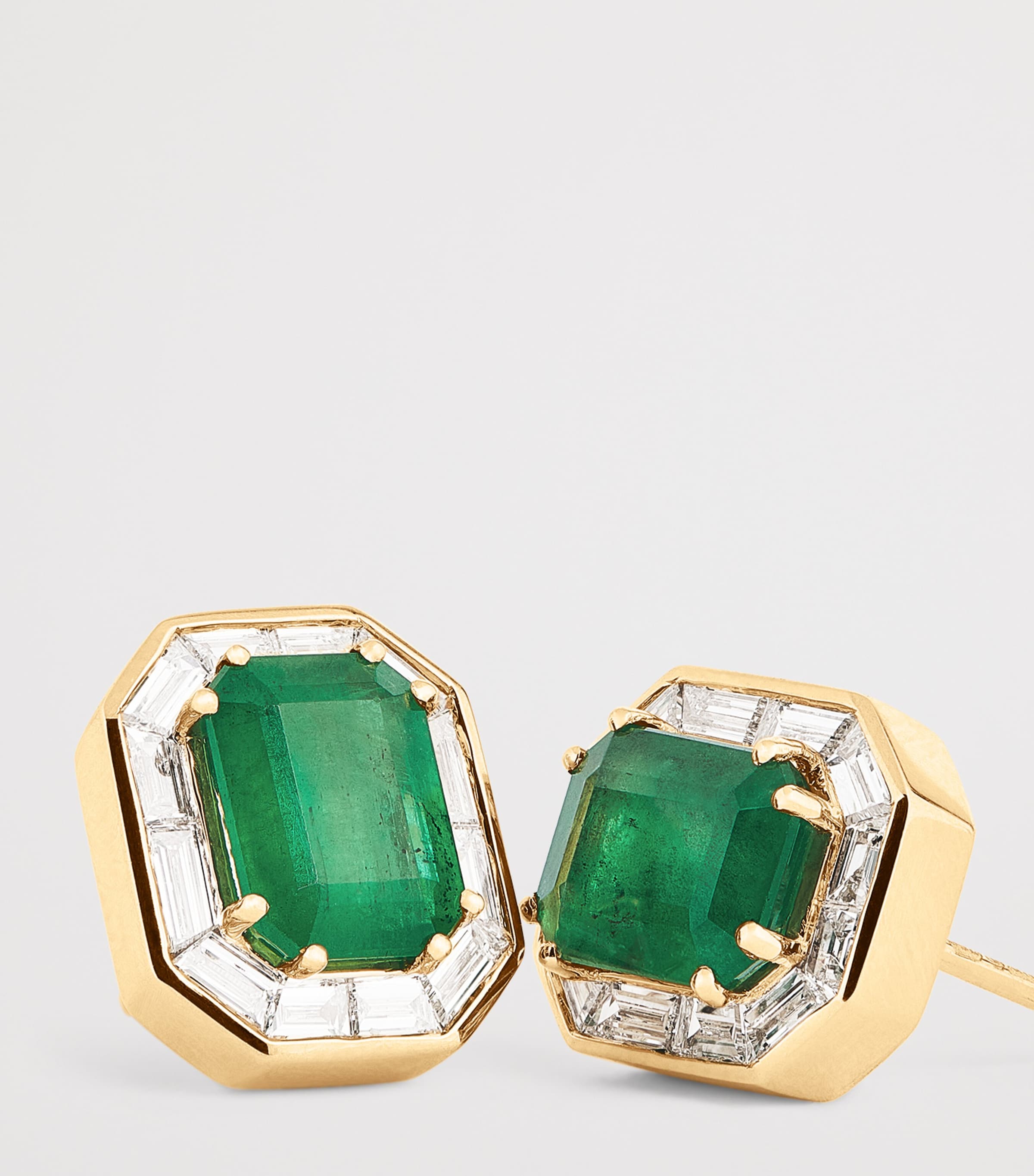 Yellow Gold, Diamond and Emerald Halo Earrings YELLOW GOLD Image 5