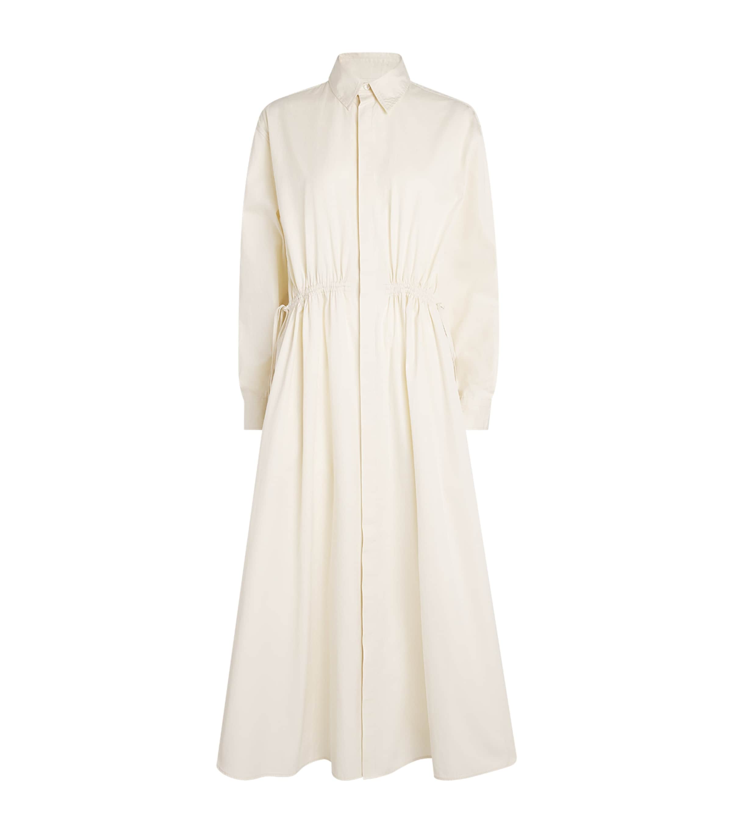 Cotton Cinched Maxi Shirt Dress AUTHENTIC CREAM Image 1