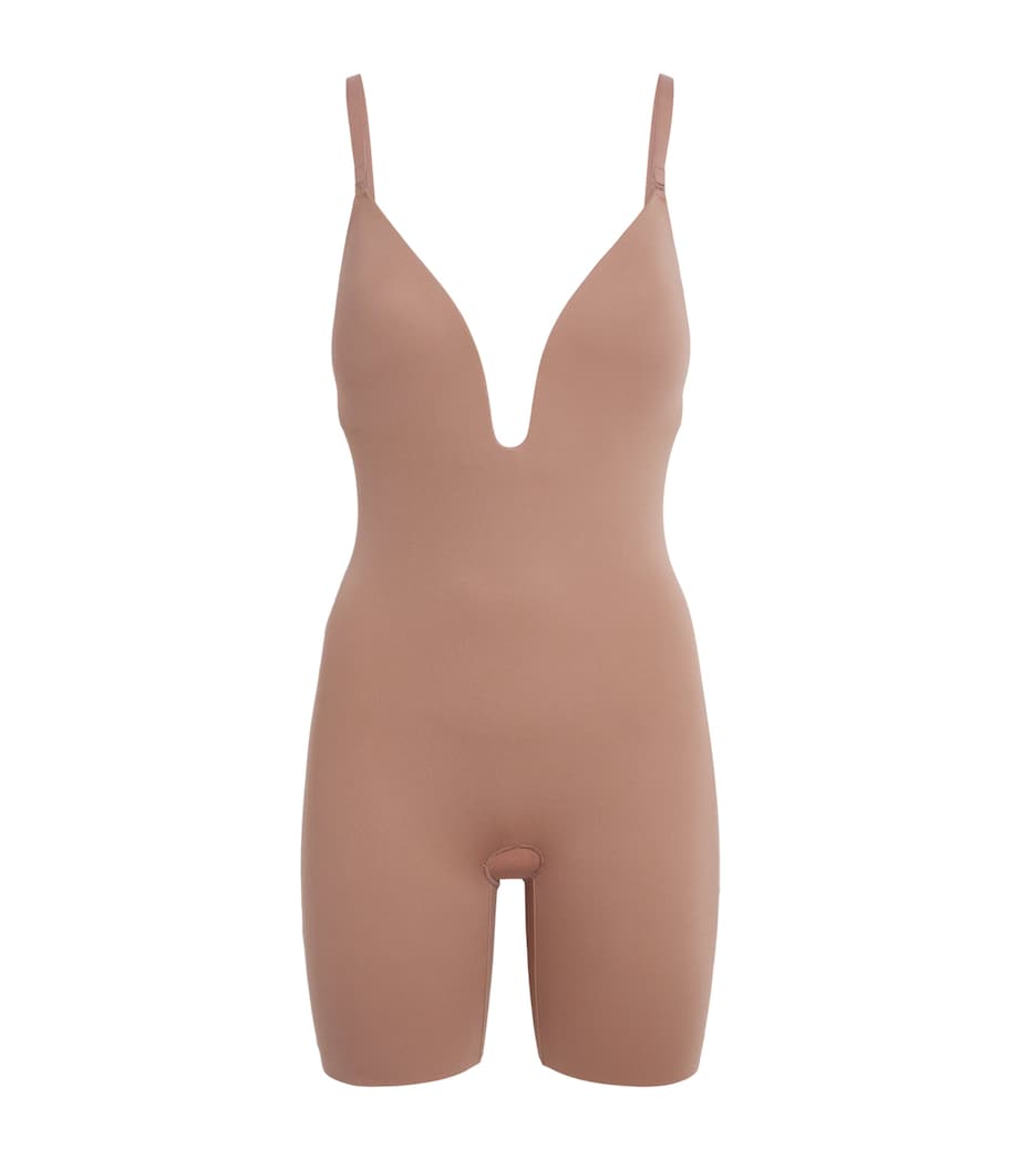 SPANX Womens SPANXshape Suit Your Fancy Plunge Mid-Thigh Bodysuit - Medium Control Cinnamon Image 1