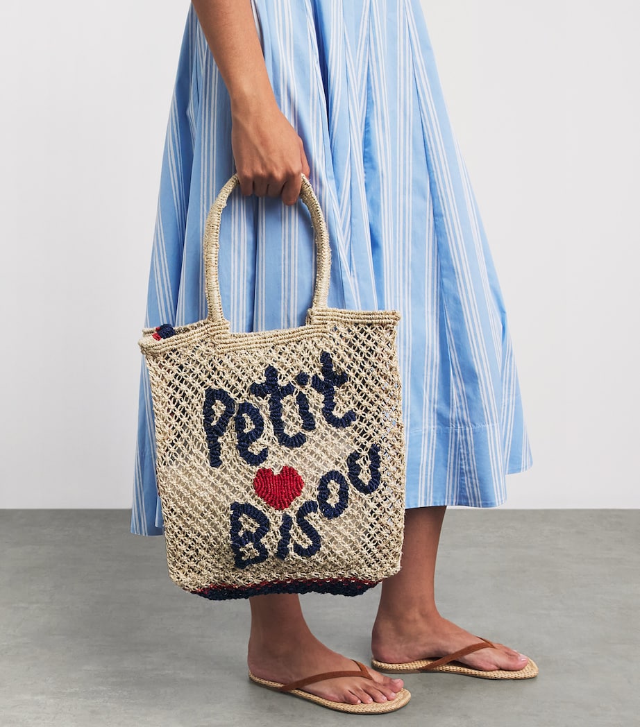 the Jacksons Jute Petit Bisou Lottie Tote Bag Natural Indigo Red Image 4