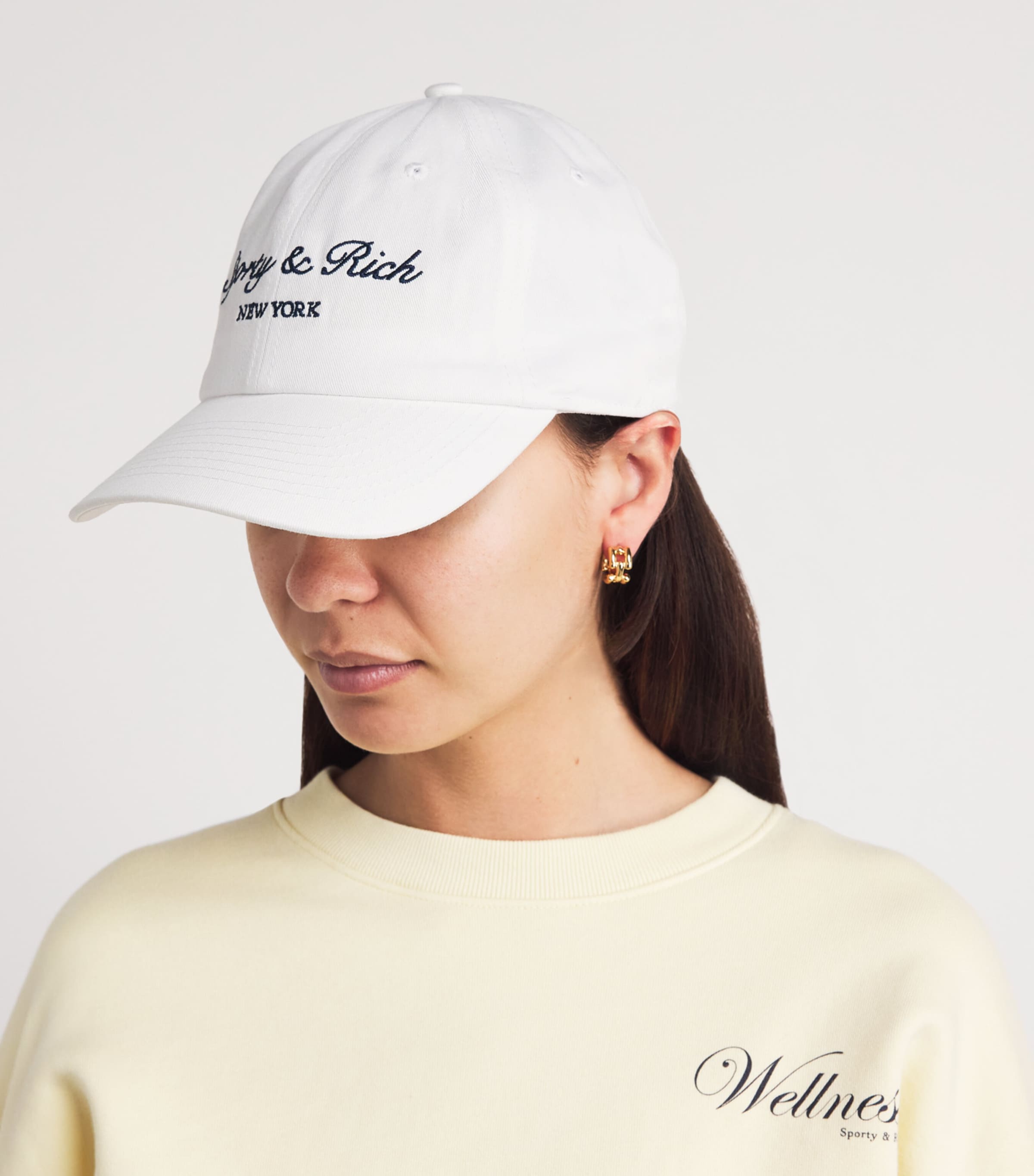 Sporty & Rich Cotton Syracuse Baseball Cap White Dark Navy Image 2