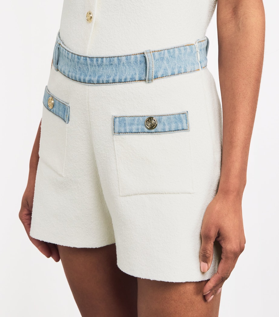 Cotton-Blend Bouclé Shorts ECRU Image 6