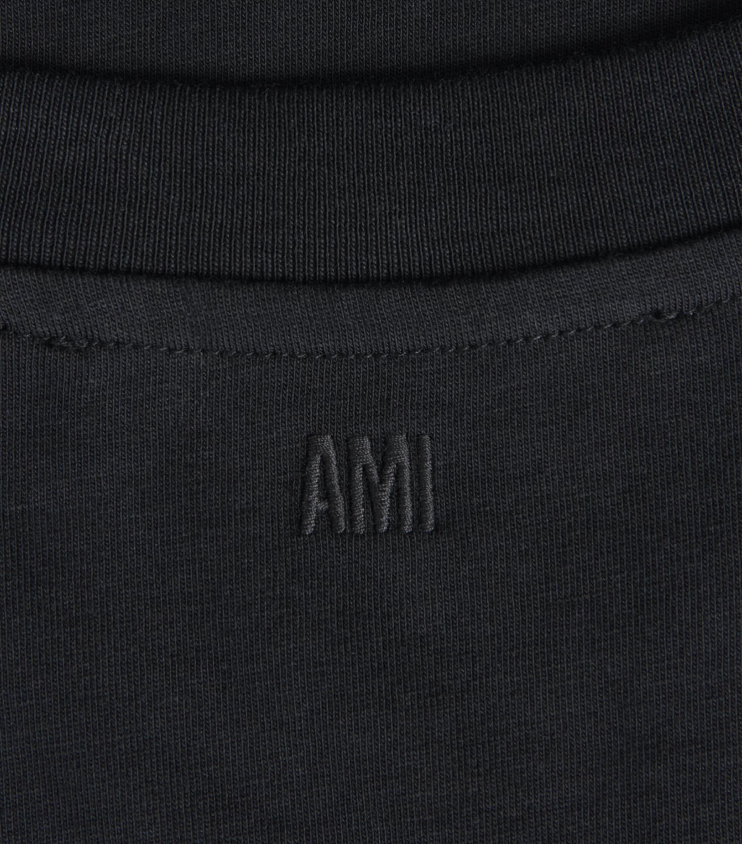 AMI Paris Mens Cotton Ami de Coeur T-Shirt Noir Image 6