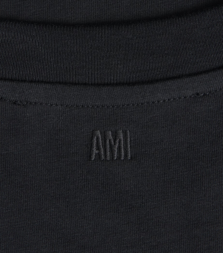AMI Paris Mens Cotton Ami de Coeur T-Shirt Noir Image 6