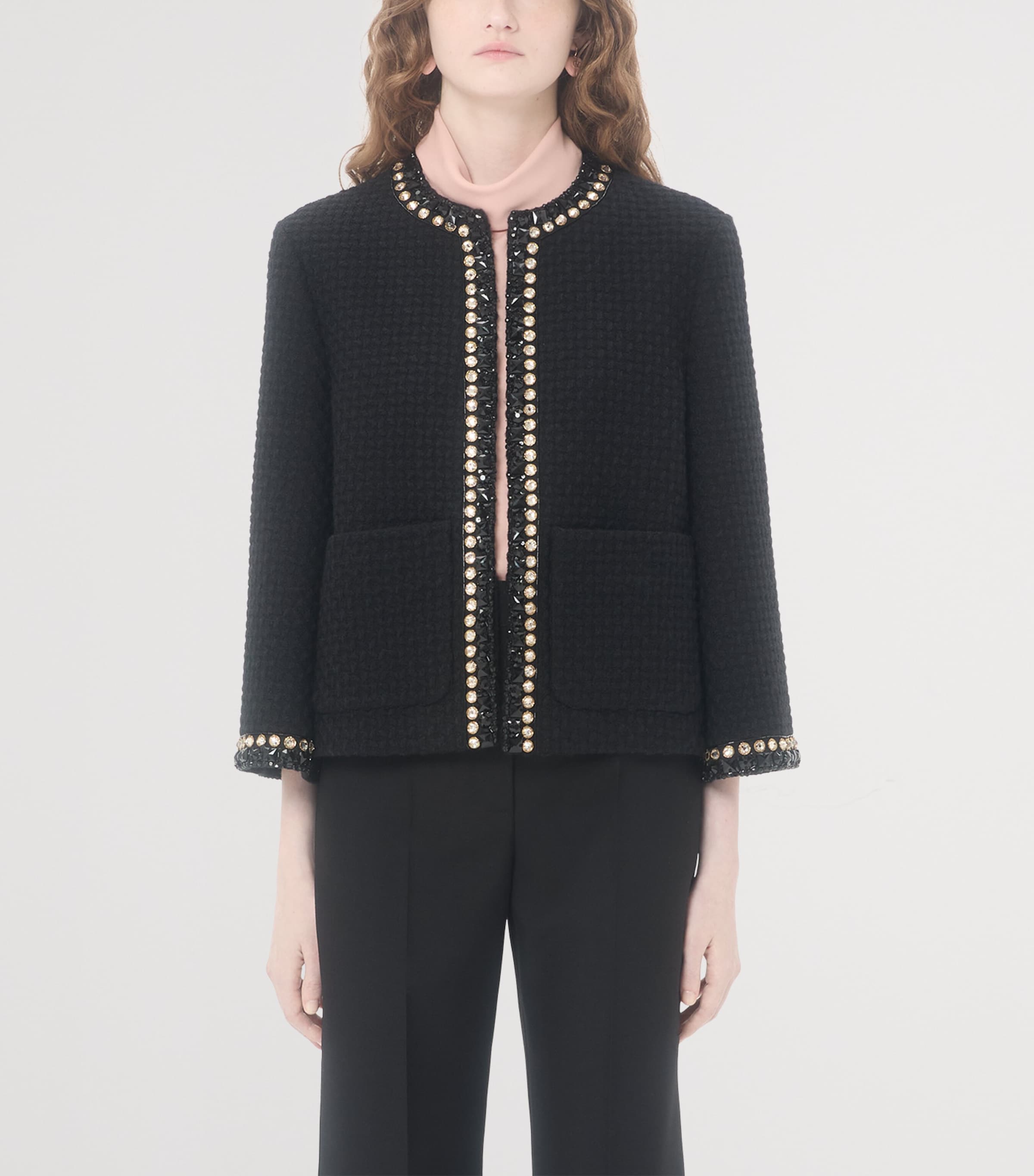 Wool-Blend Embellished Blazer 0NO Image 2