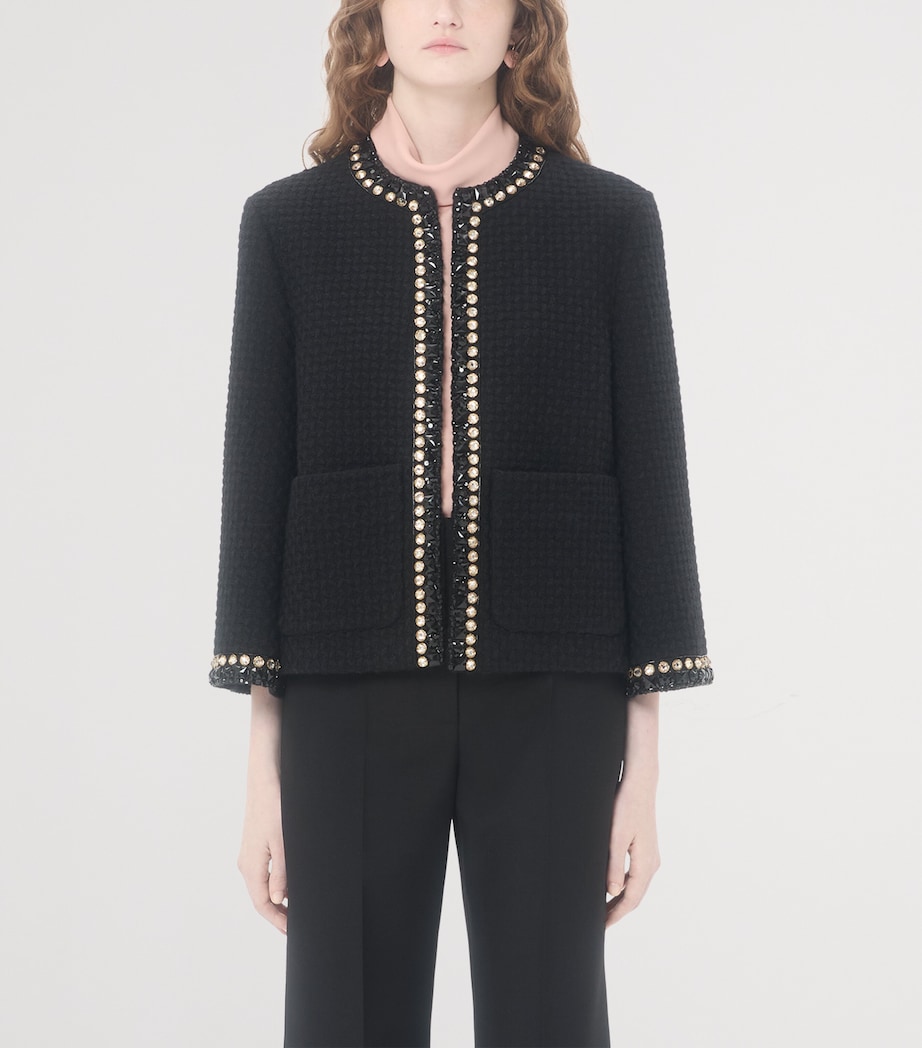 Wool-Blend Embellished Blazer 0NO Image 2