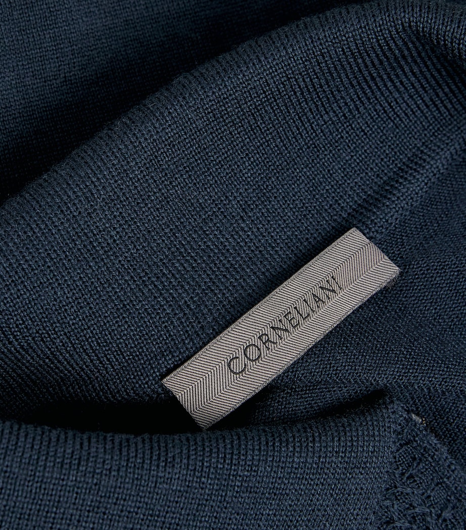 Virgin Wool Quarter-Zip Polo Sweater 3 CHINA BLUE Image 5