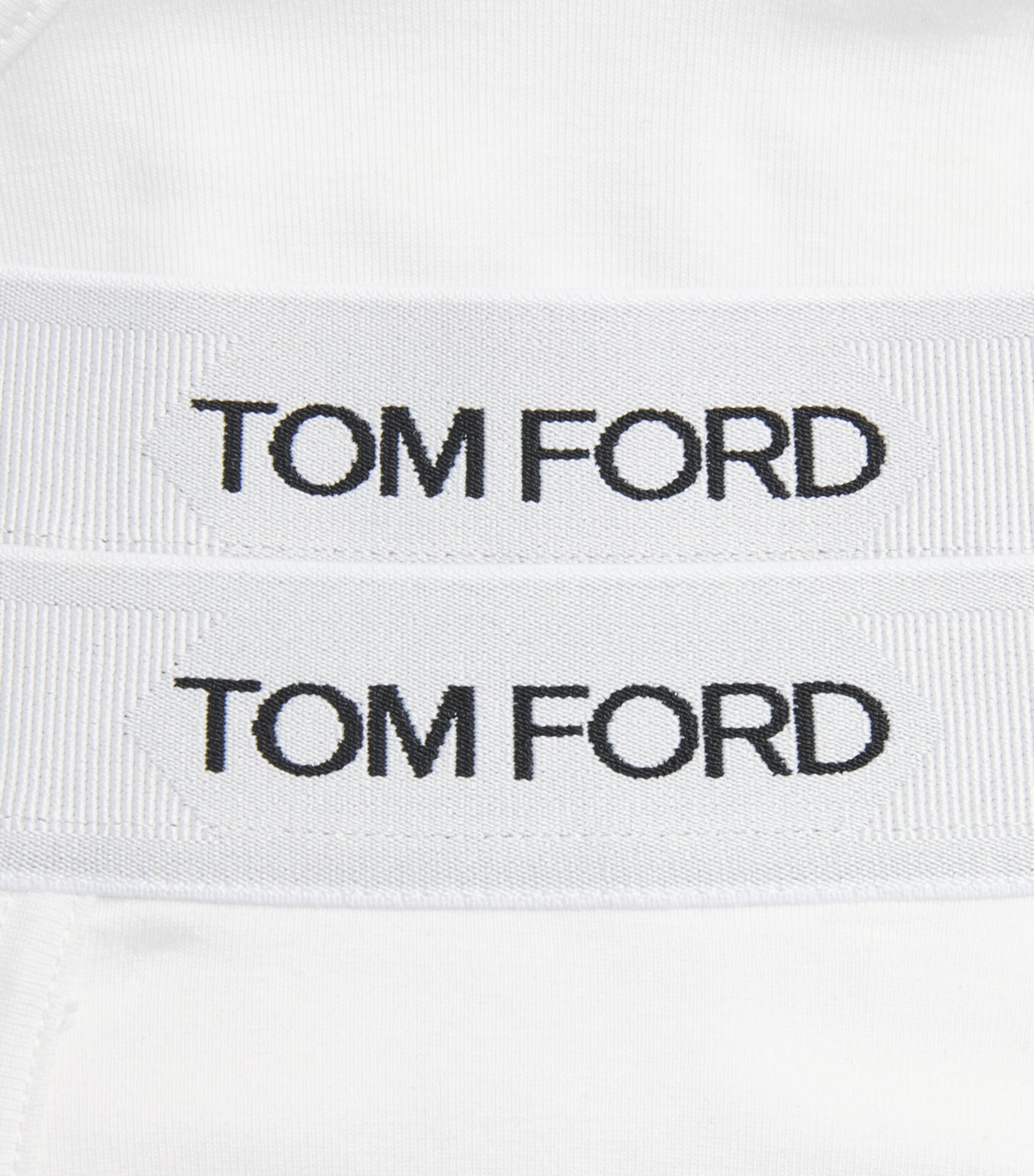 TOM FORD Mens Stretch-Cotton Logo Briefs (Pack of 2) White Image 5