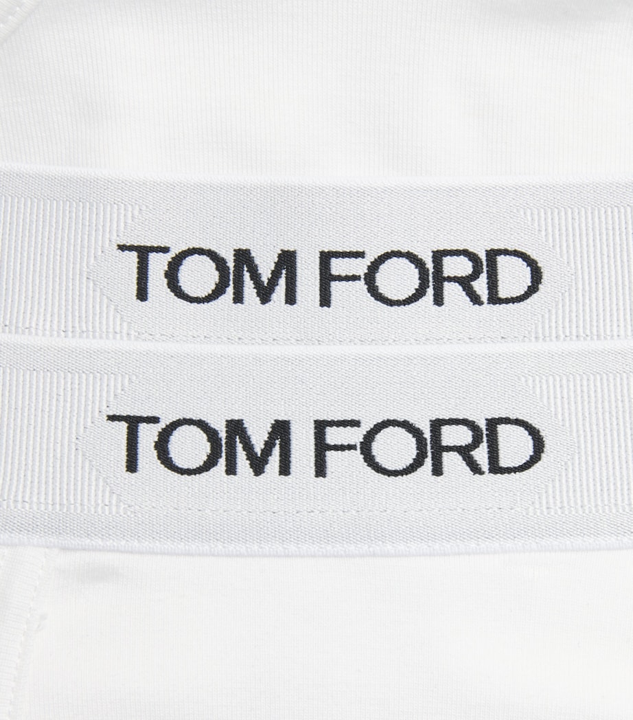 TOM FORD Mens Stretch-Cotton Logo Briefs (Pack of 2) White Image 5
