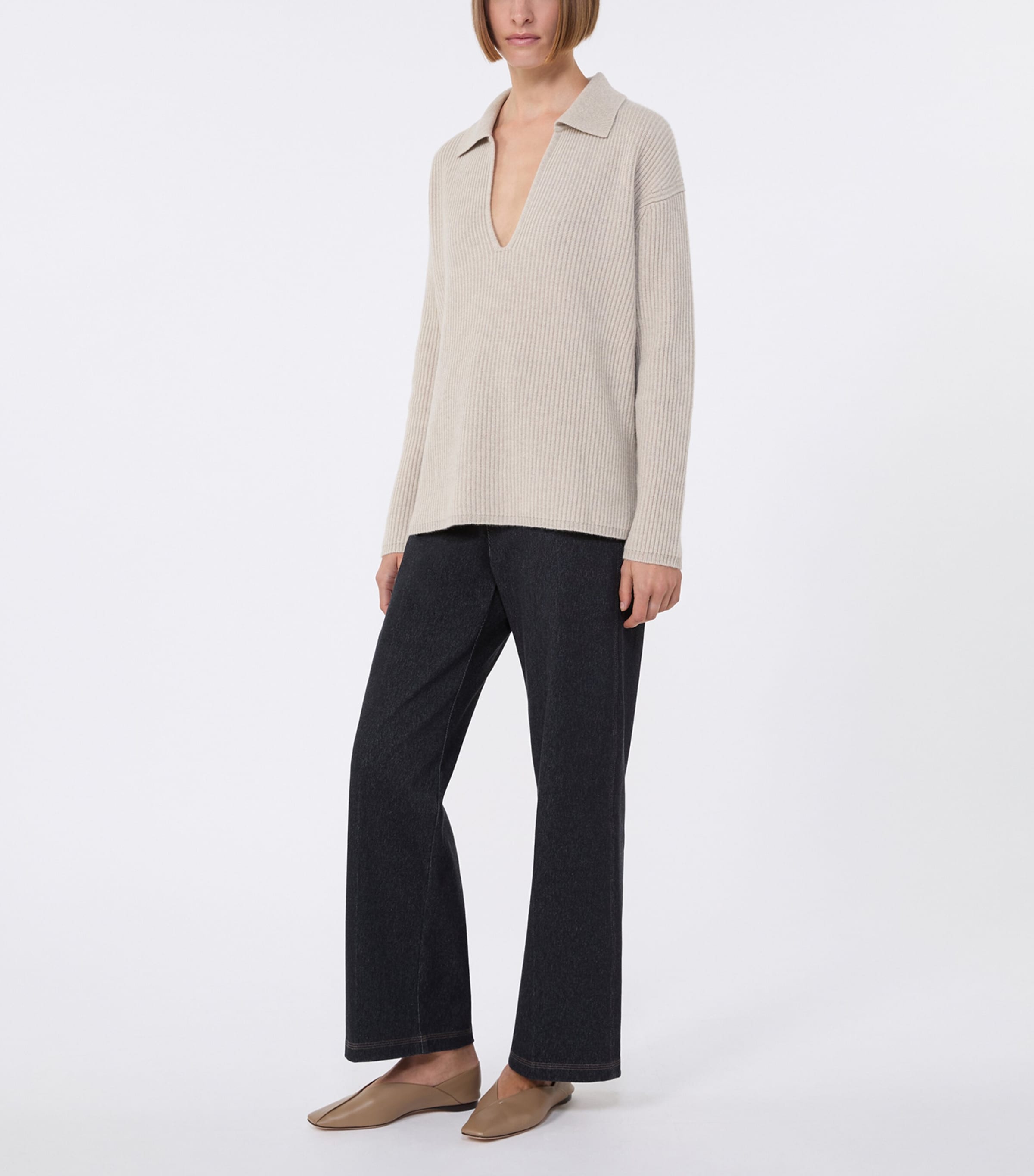Cashmere Collared Sweater BEIGE Image 2