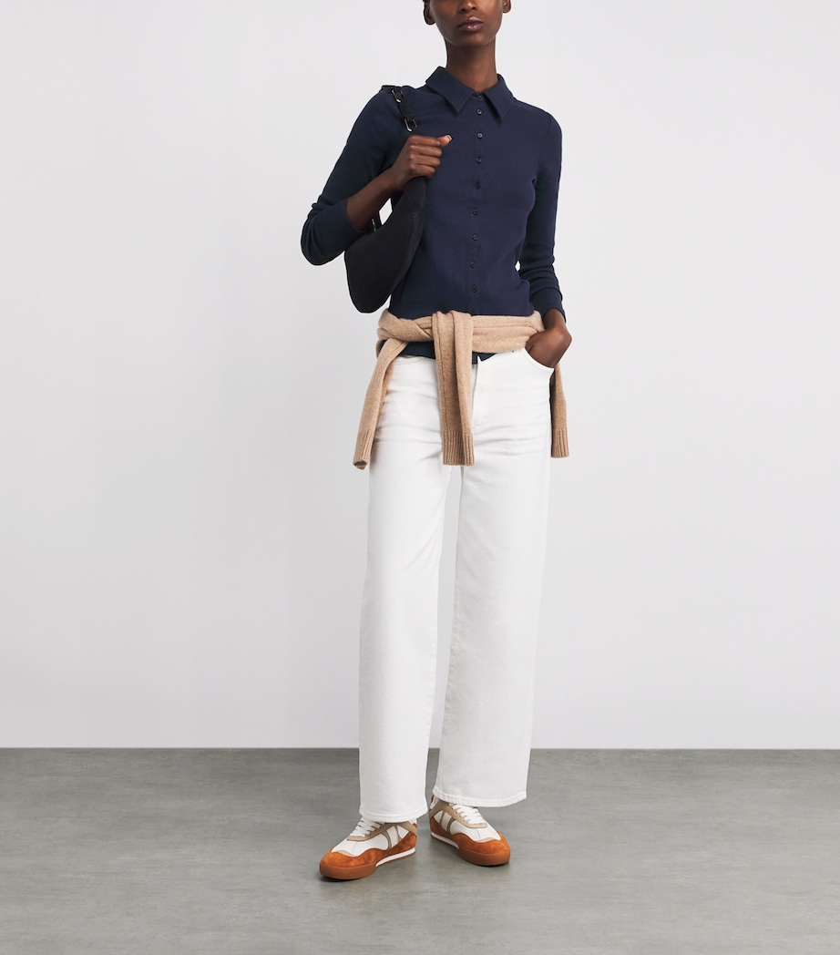 Stretch-Cotton Rib Perfect Basic Shirt NAVY MELANGE Image 2