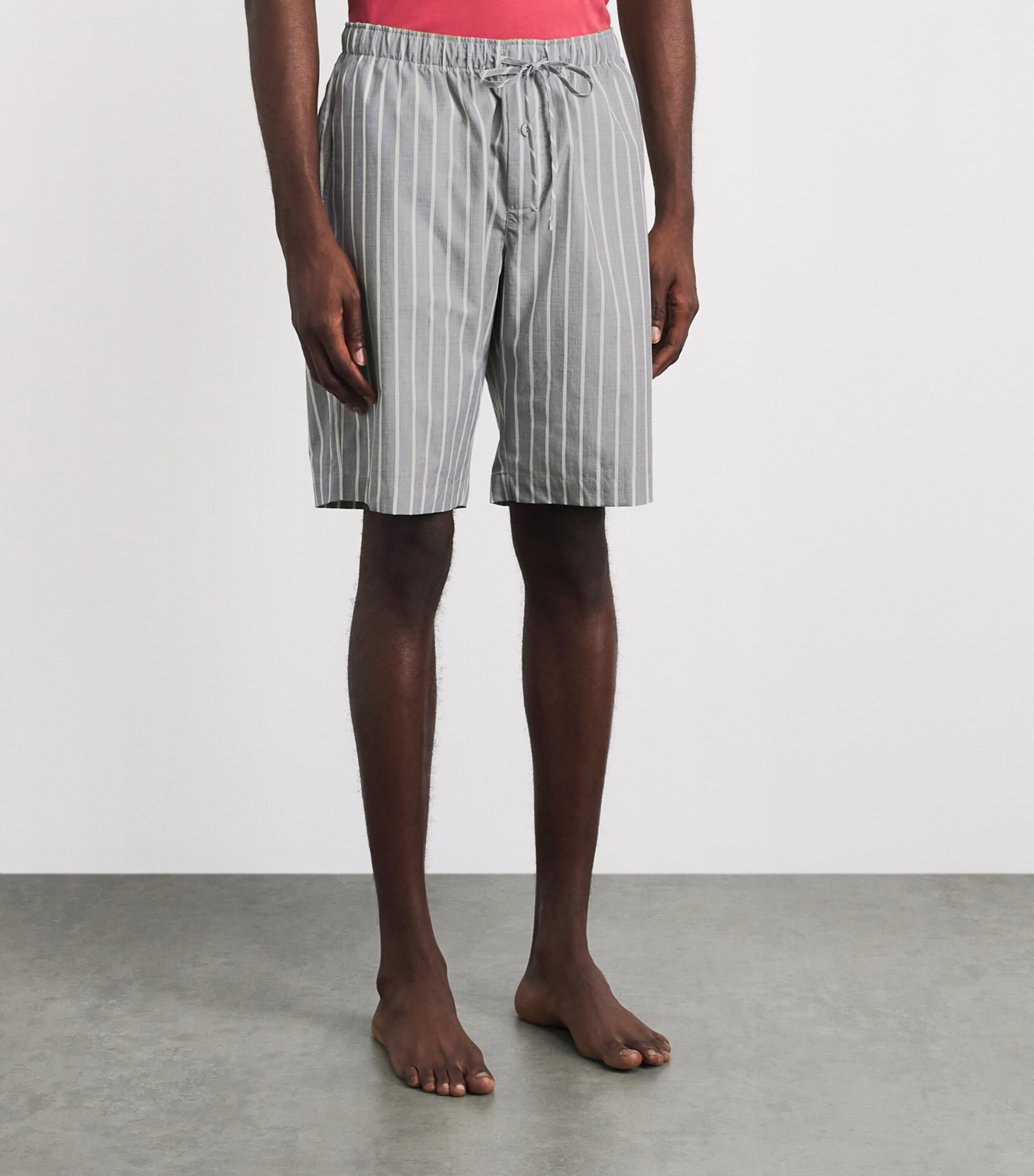 Hanro Mens Cotton Night & Day Lounge Shorts Denim Stripe Image 4