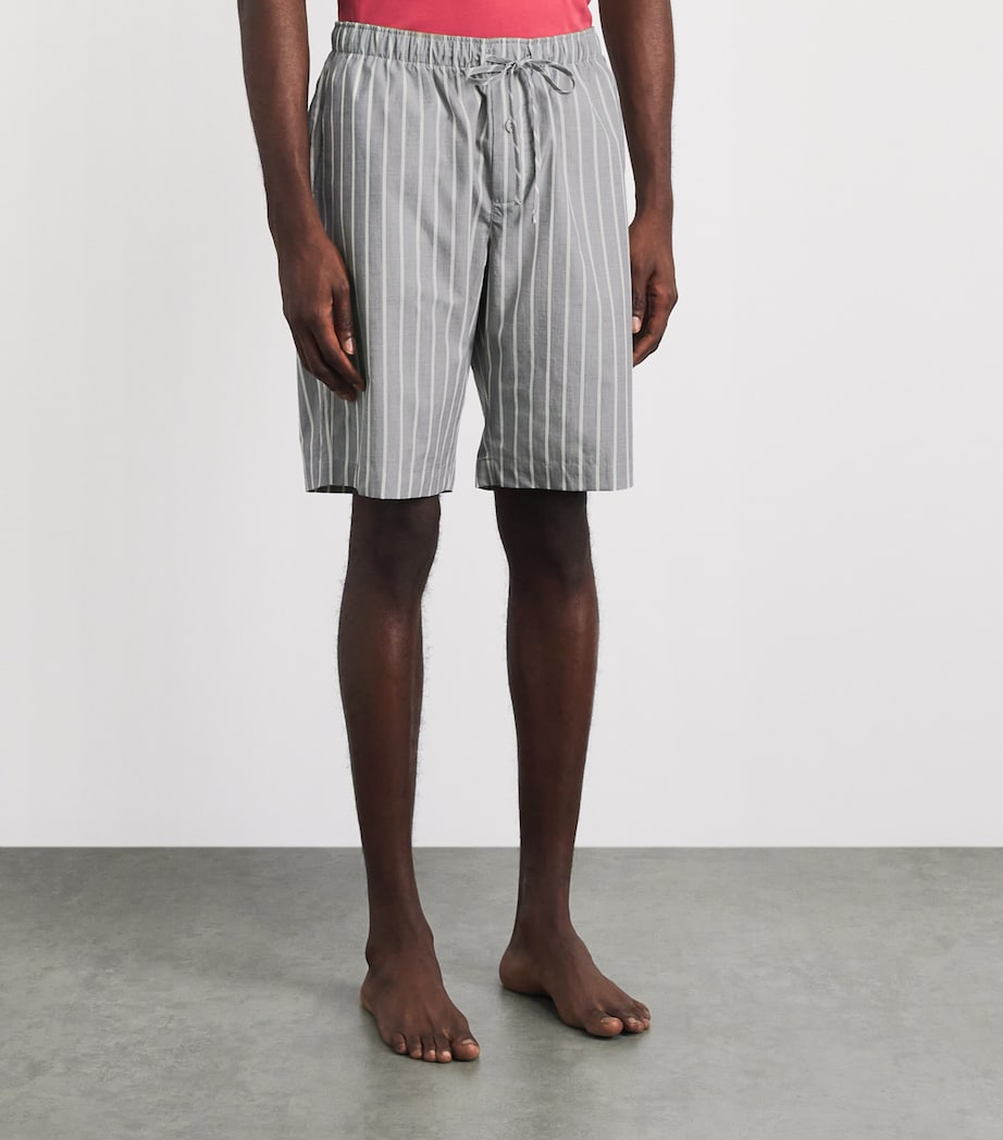 Hanro Mens Cotton Night & Day Lounge Shorts Denim Stripe Image 4