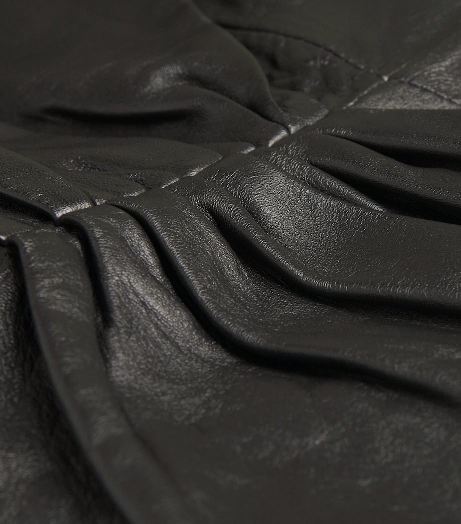 Leather Gathered Waist Midi Dress 1 BLACK Image 5