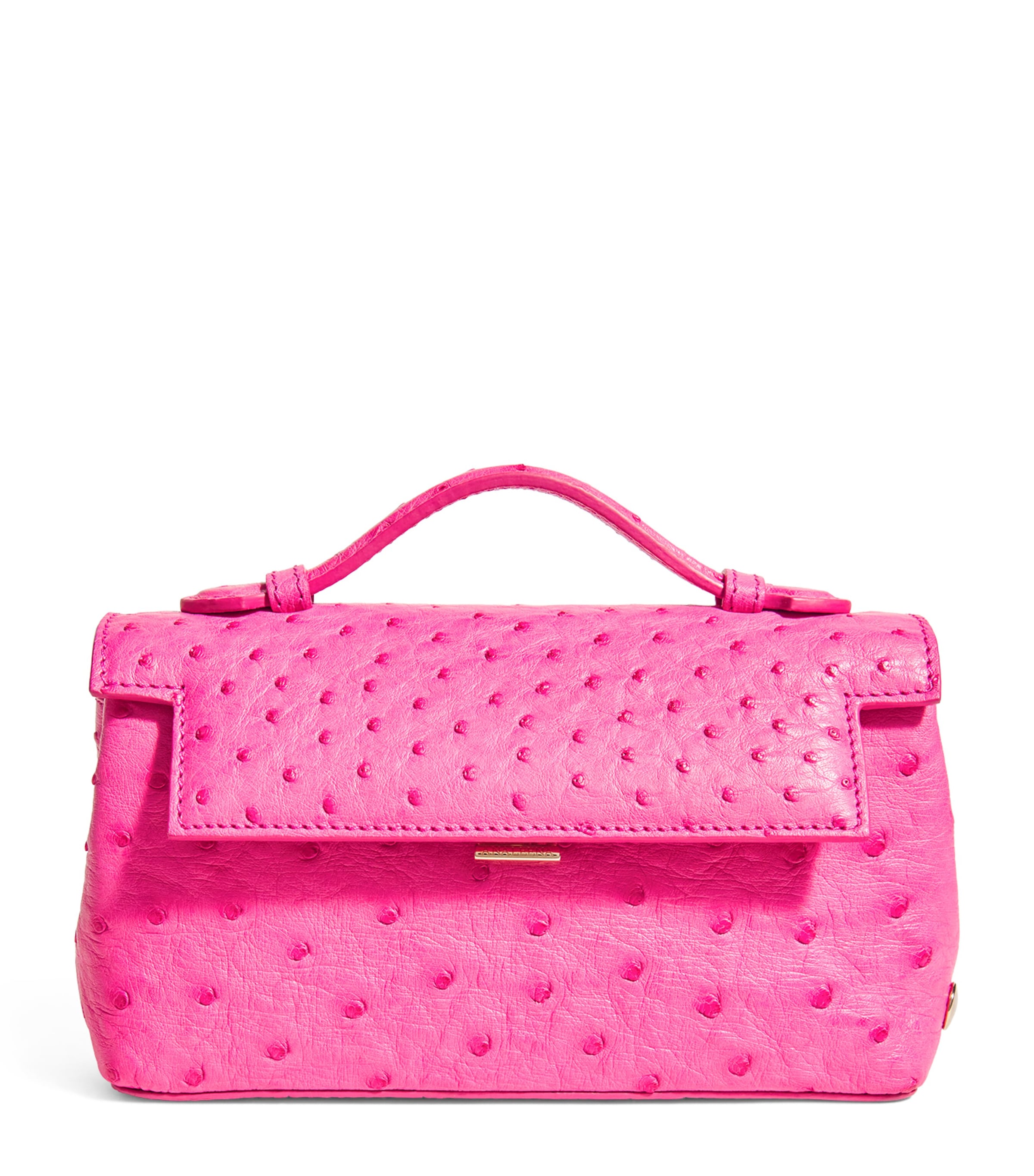 Ostrich Leather Top-Handle Bag FUSCHIA PINK Image 1