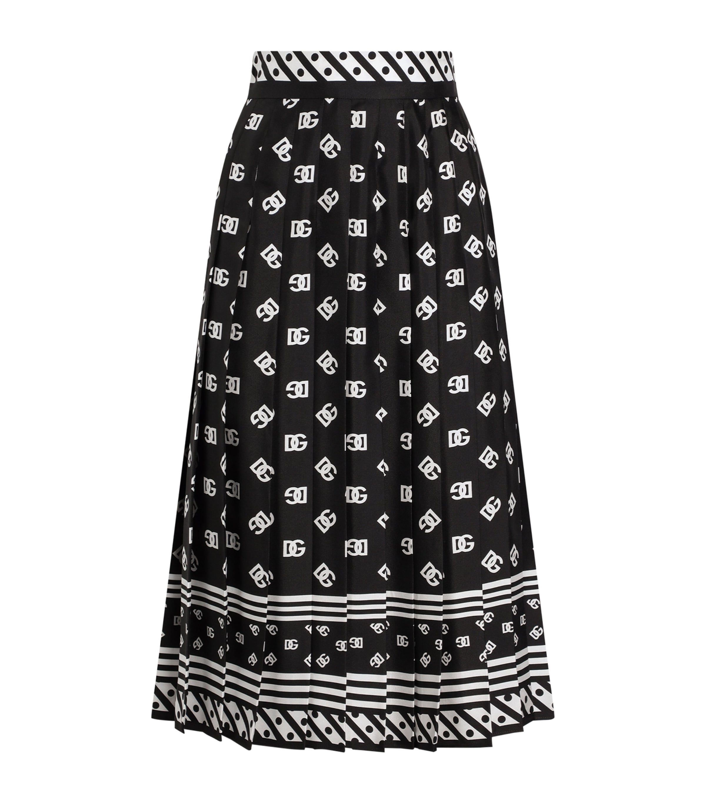 Dolce & Gabbana Silk Monogram Pleated Skirt