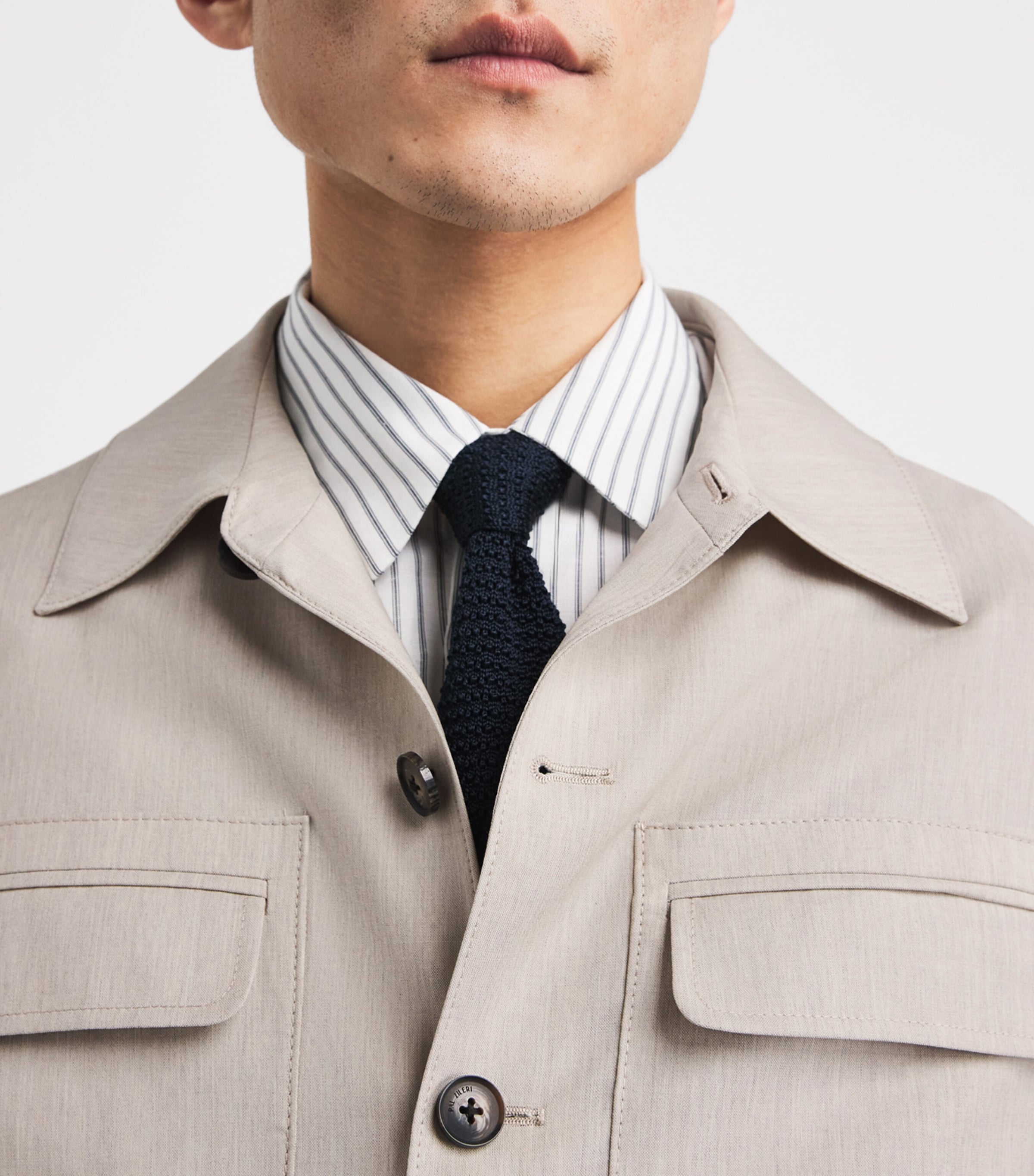 Pal Zileri Mens Stretch-Virgin Wool Overshirt Natural Image 3