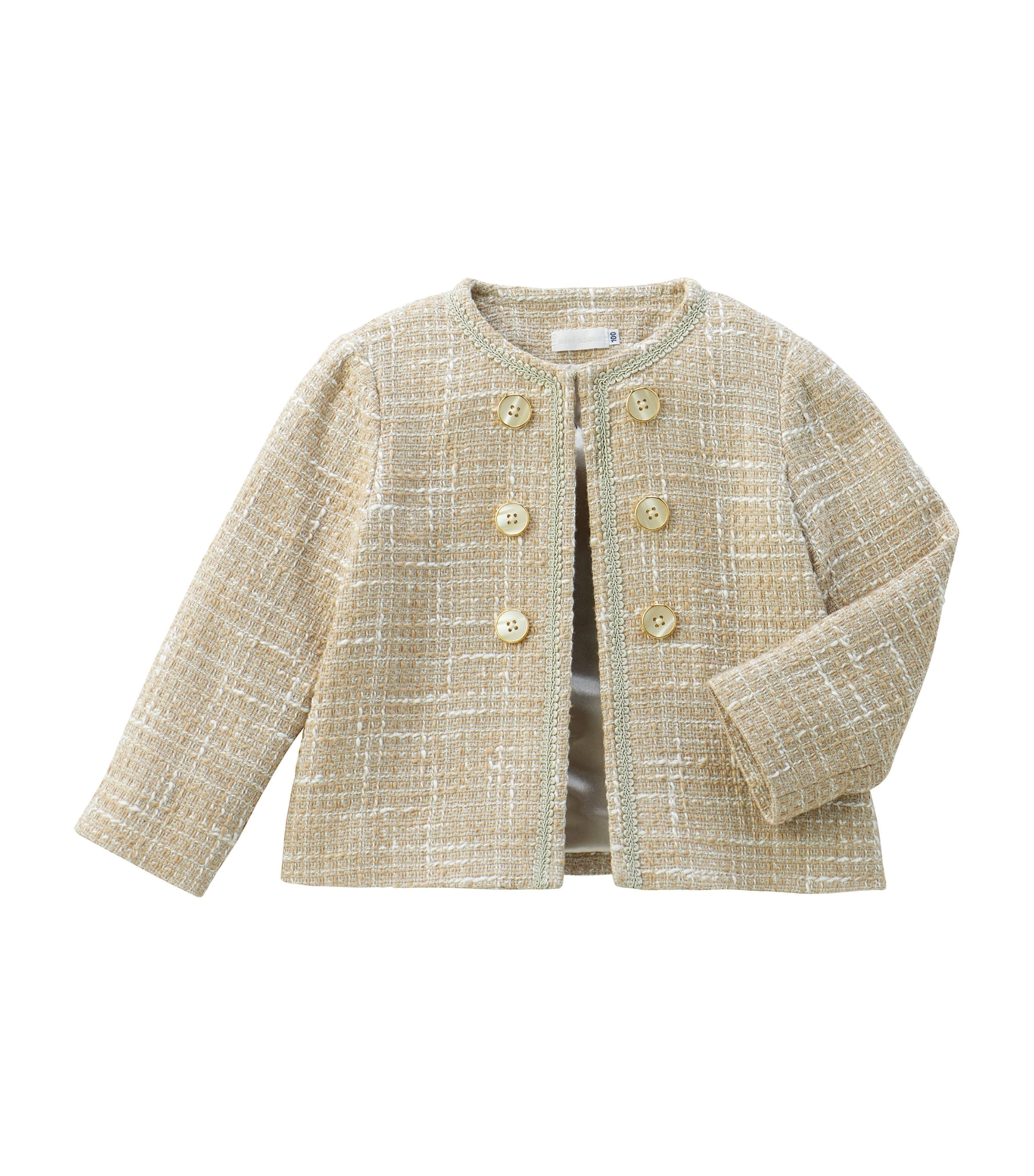 Miki House Kids' Tweed Jacket In Beige