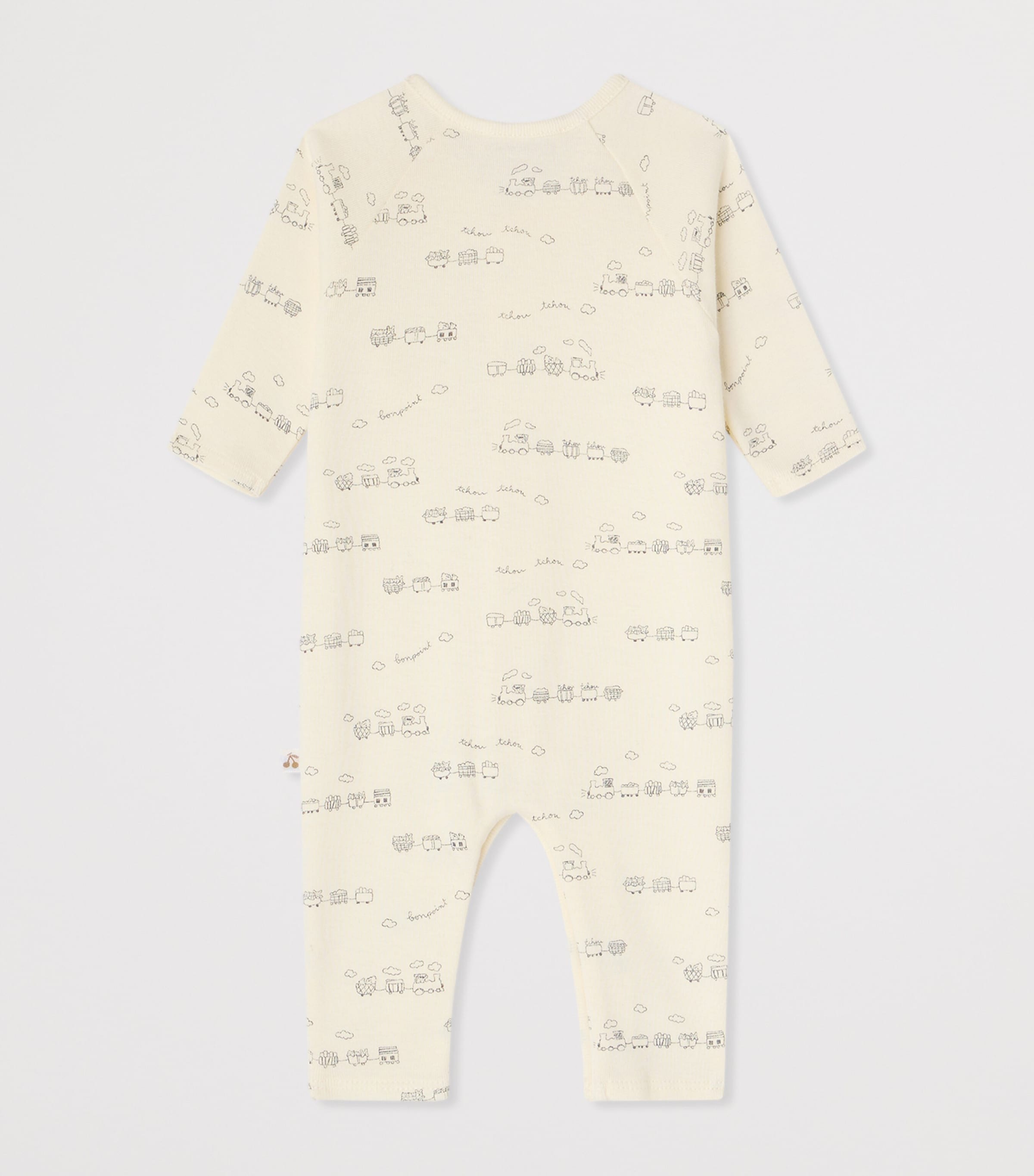 Bonpoint Cotton Train Print Playsuit (1-18 Months) Imp Bleu Image 2