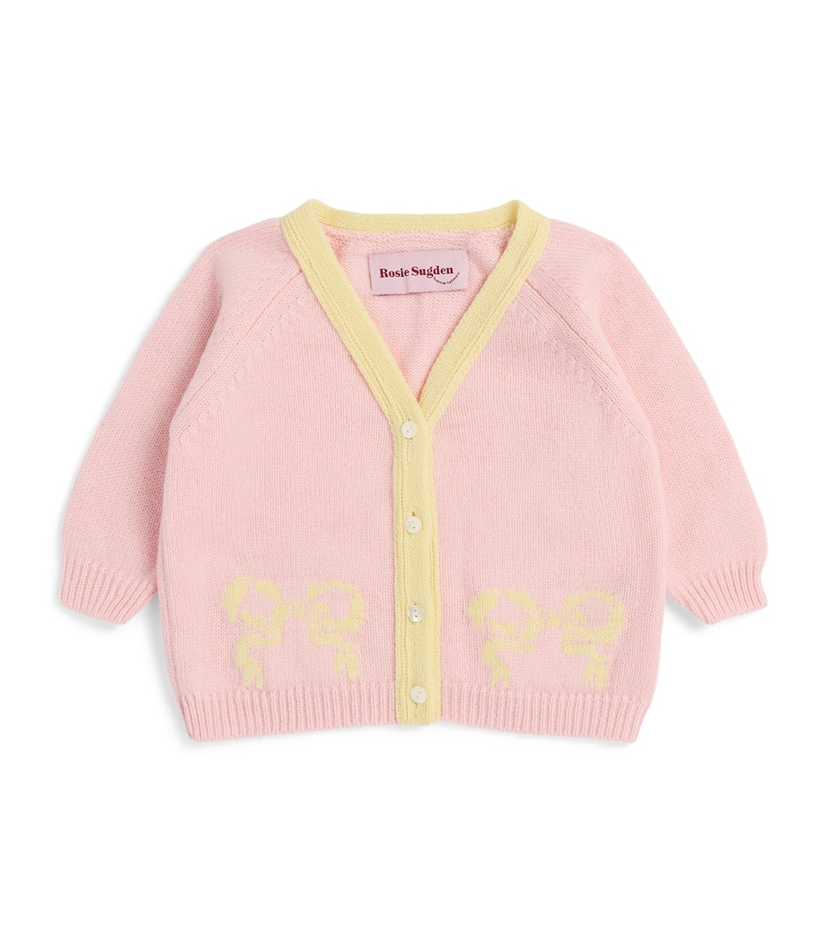 Rosie Sugden Cashmere Cardigan (3 Months - 3 Years) Mrshmlw/lemon Bow Image 1