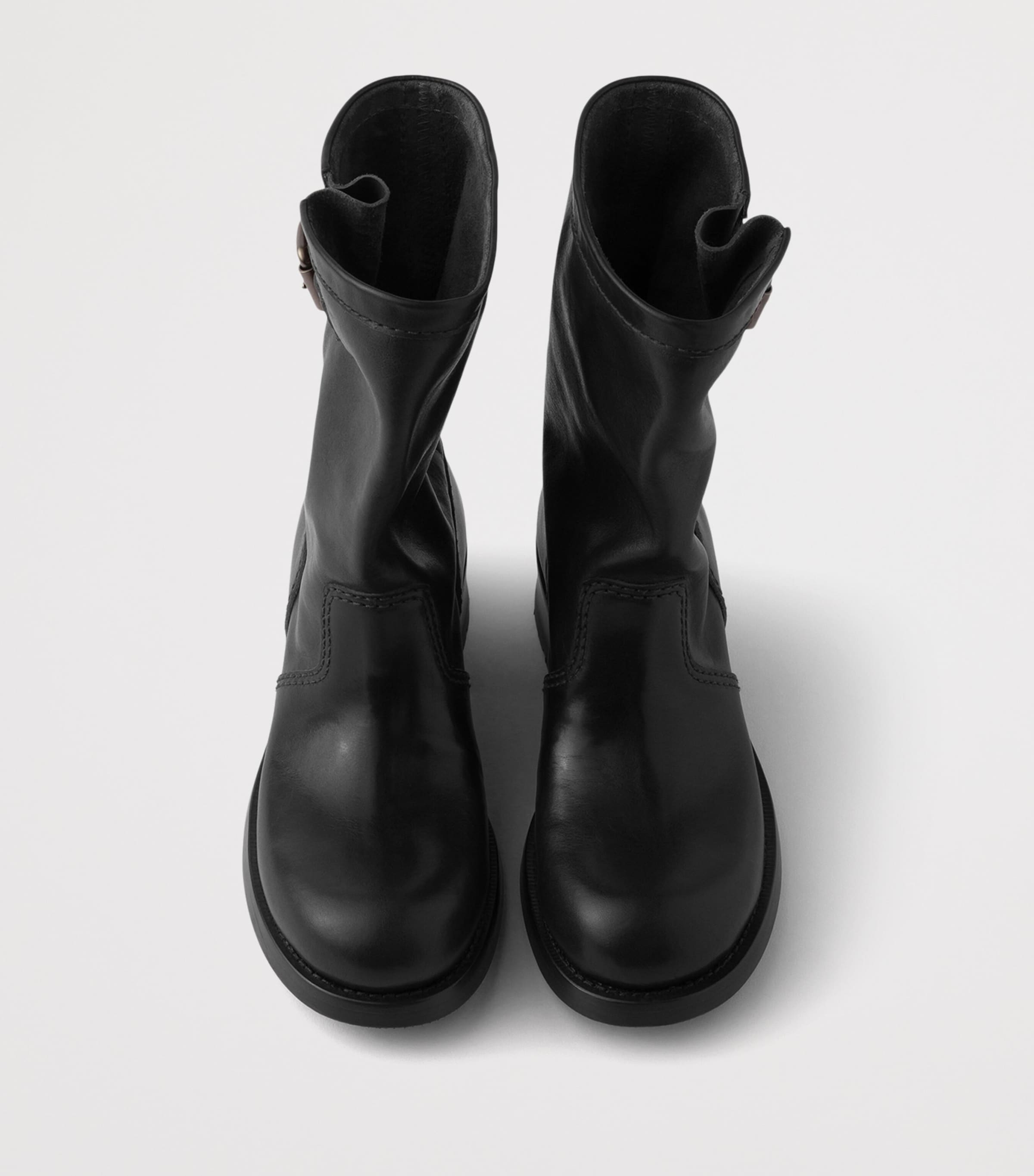 Prada Leather Biker Boots Black Image 3
