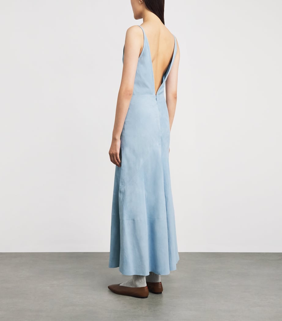 Gabriela Hearst Womens Suede Brigita Midi Dress Lgb Light Blue Image 4