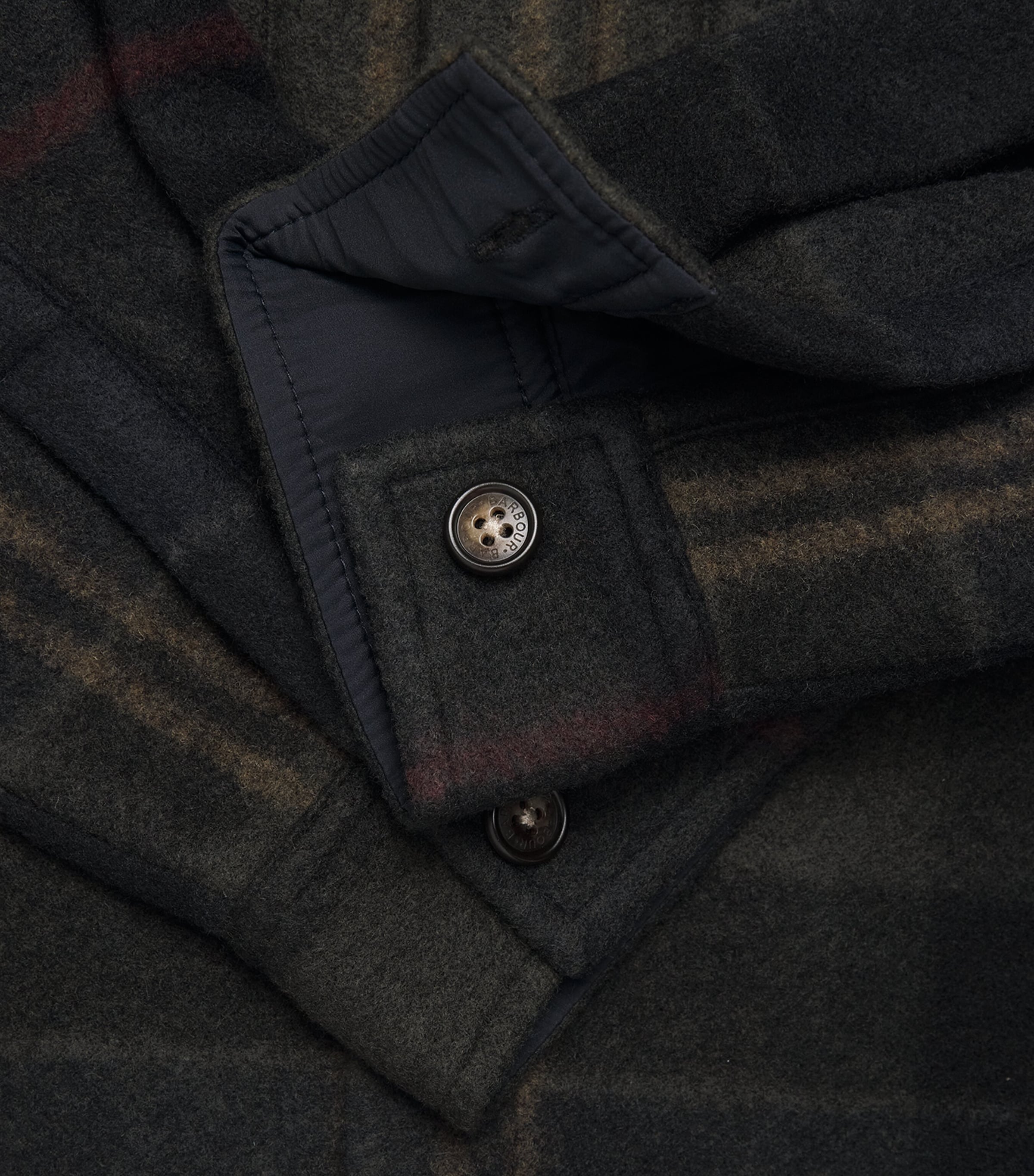 Barbour Mens Brushed Woodlane Check Overshirt Shadow Classic Trtn Image 6