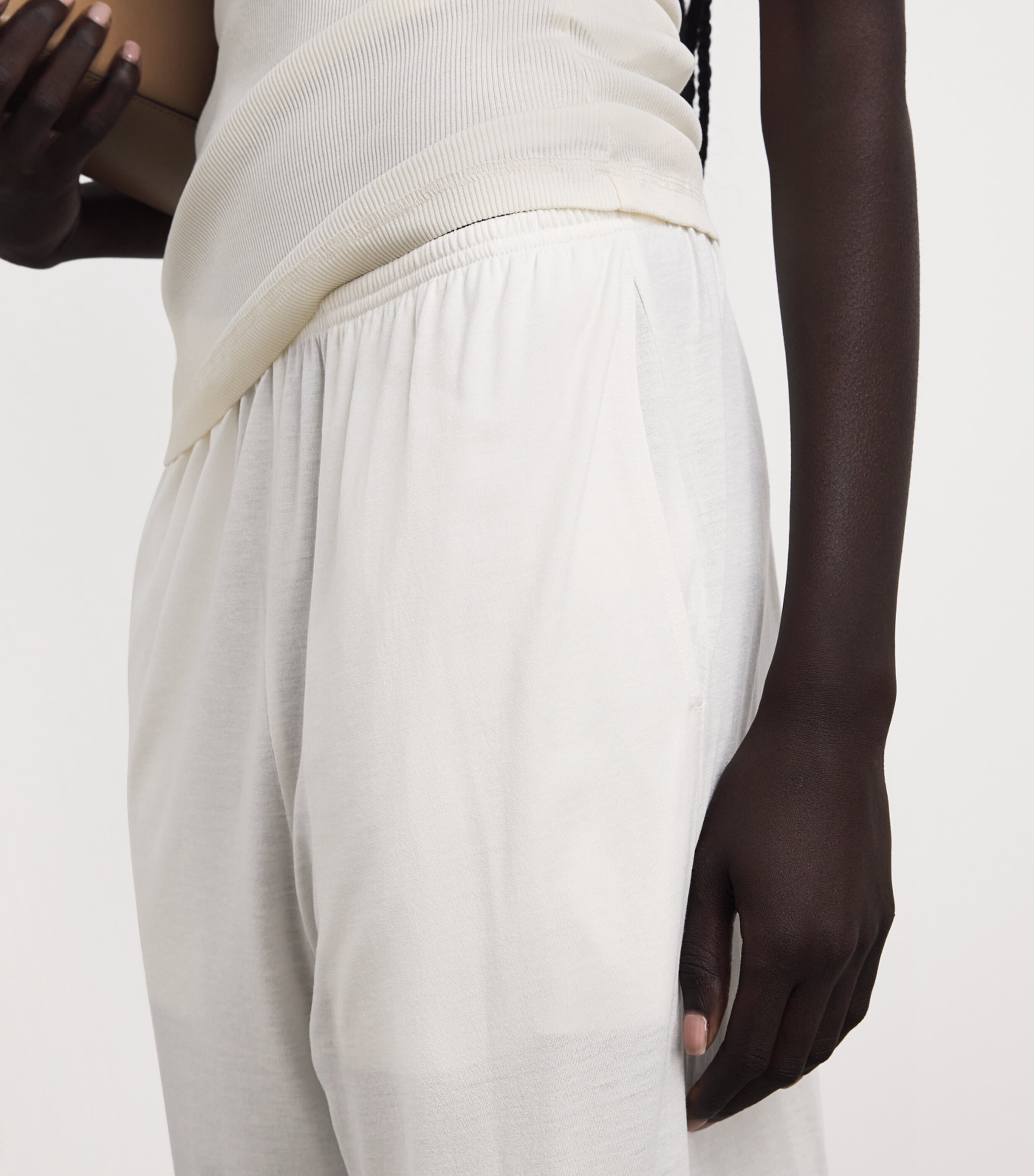 Toteme Womens Cotton-Silk Wide-Leg Trousers Off White Image 3