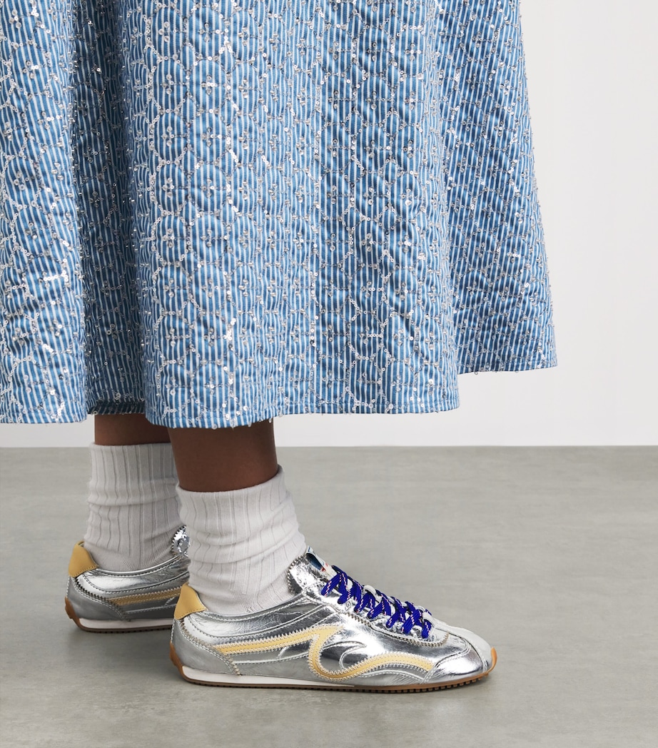 Sandro Paris Metallic Leather Light Wave Sneakers Silver Image 2