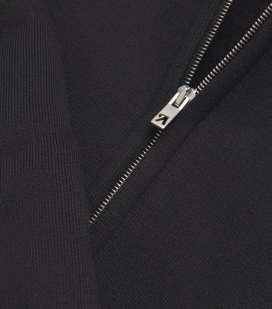 Cotton Initial Boxy Zip Hoodie BLACK Image 5