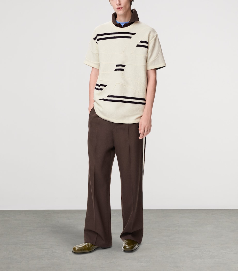 LOEWE Mens Wool-Blend Oversized T-Shirt White/dark Navy Image 2