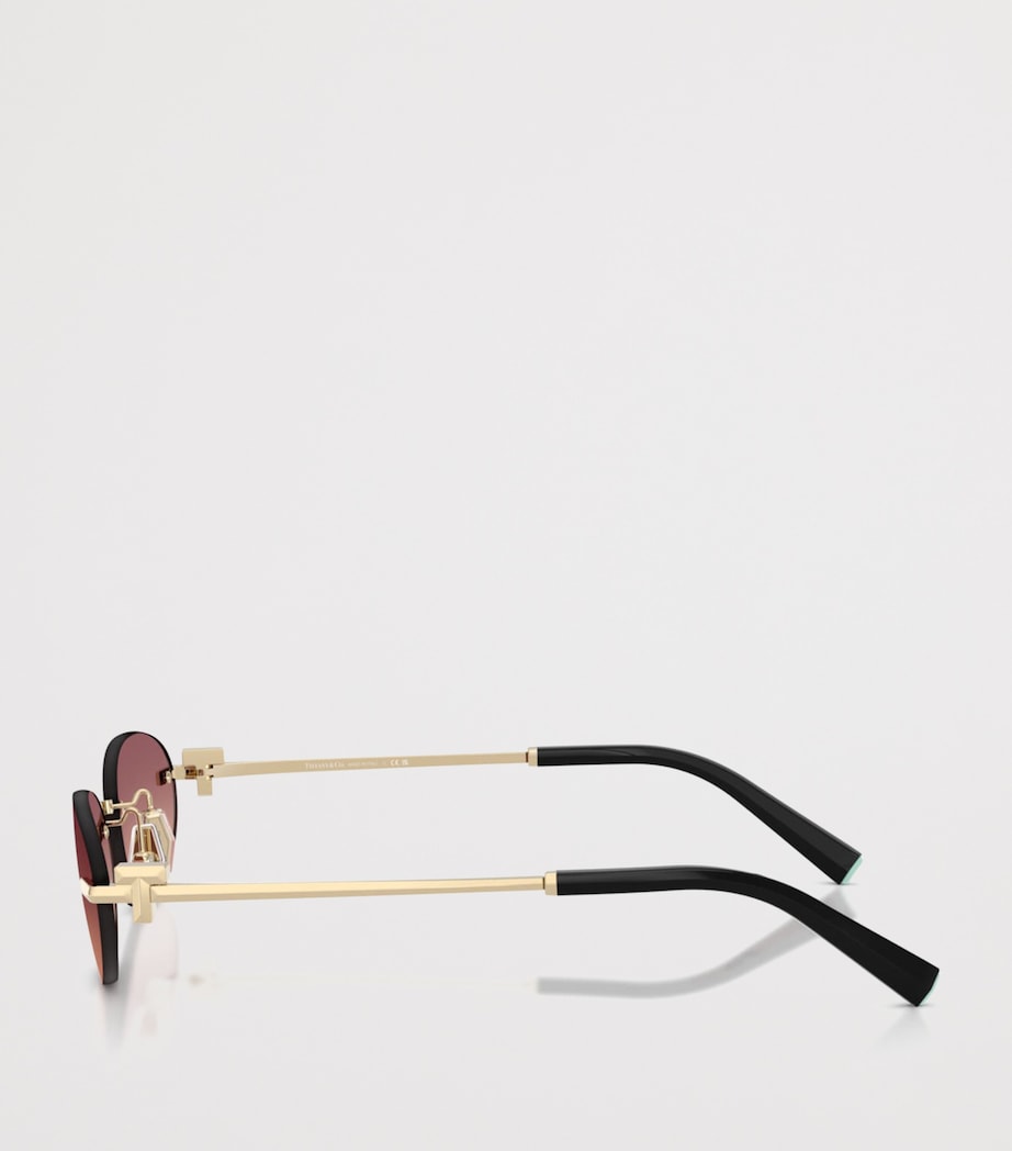 Tiffany & Co. Metal Oval Sunglasses Gold Image 3
