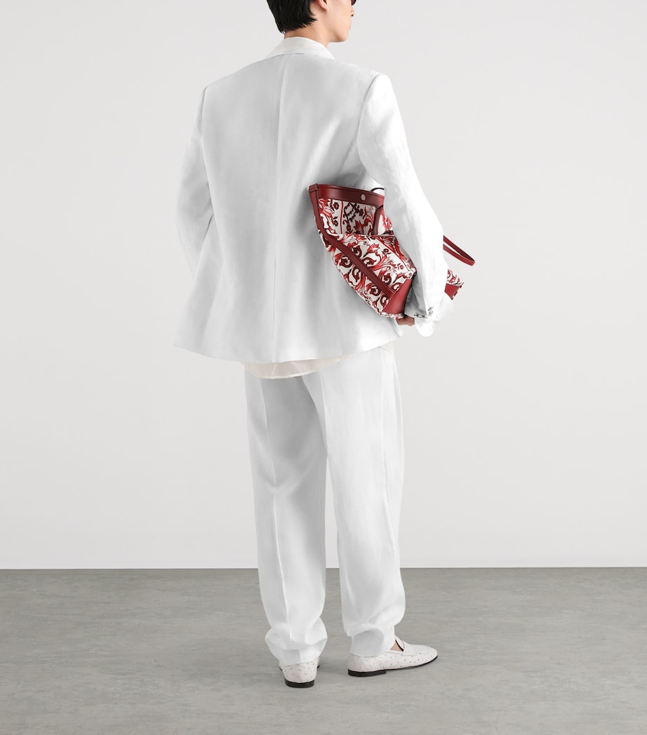 Dolce&Gabbana Mens Linen Sicilia Suit Jacket Optical White Image 3