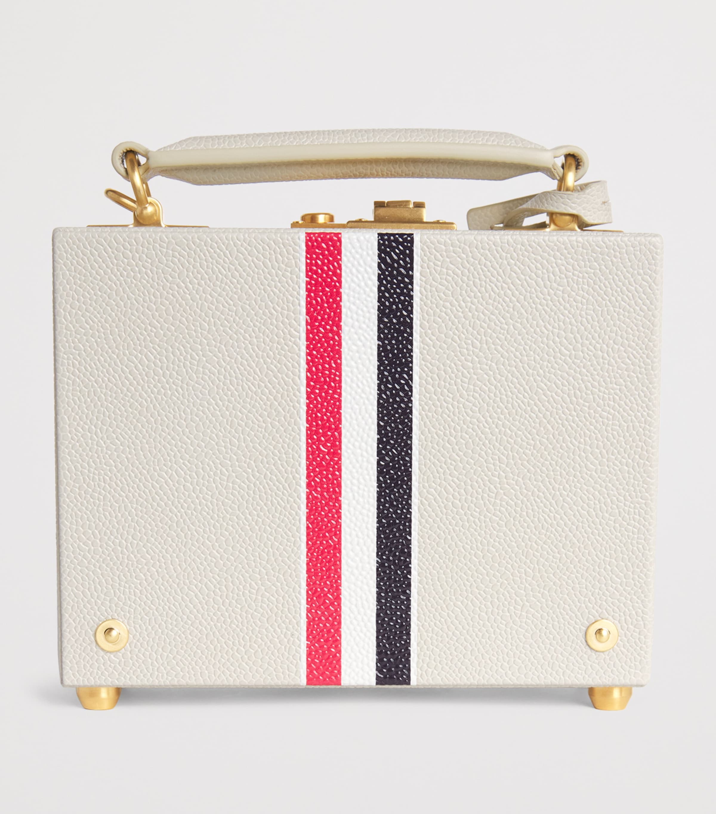Thom Browne Grained Leather Attaché Top-Handle Bag Khaki Image 5