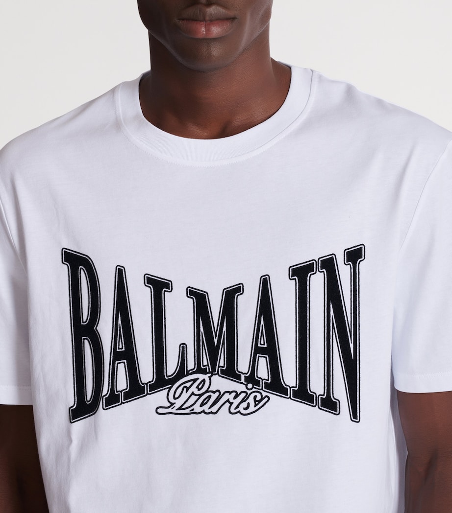 Cotton Flocked Logo T-Shirt GAB BLANC/NOIR Image 6