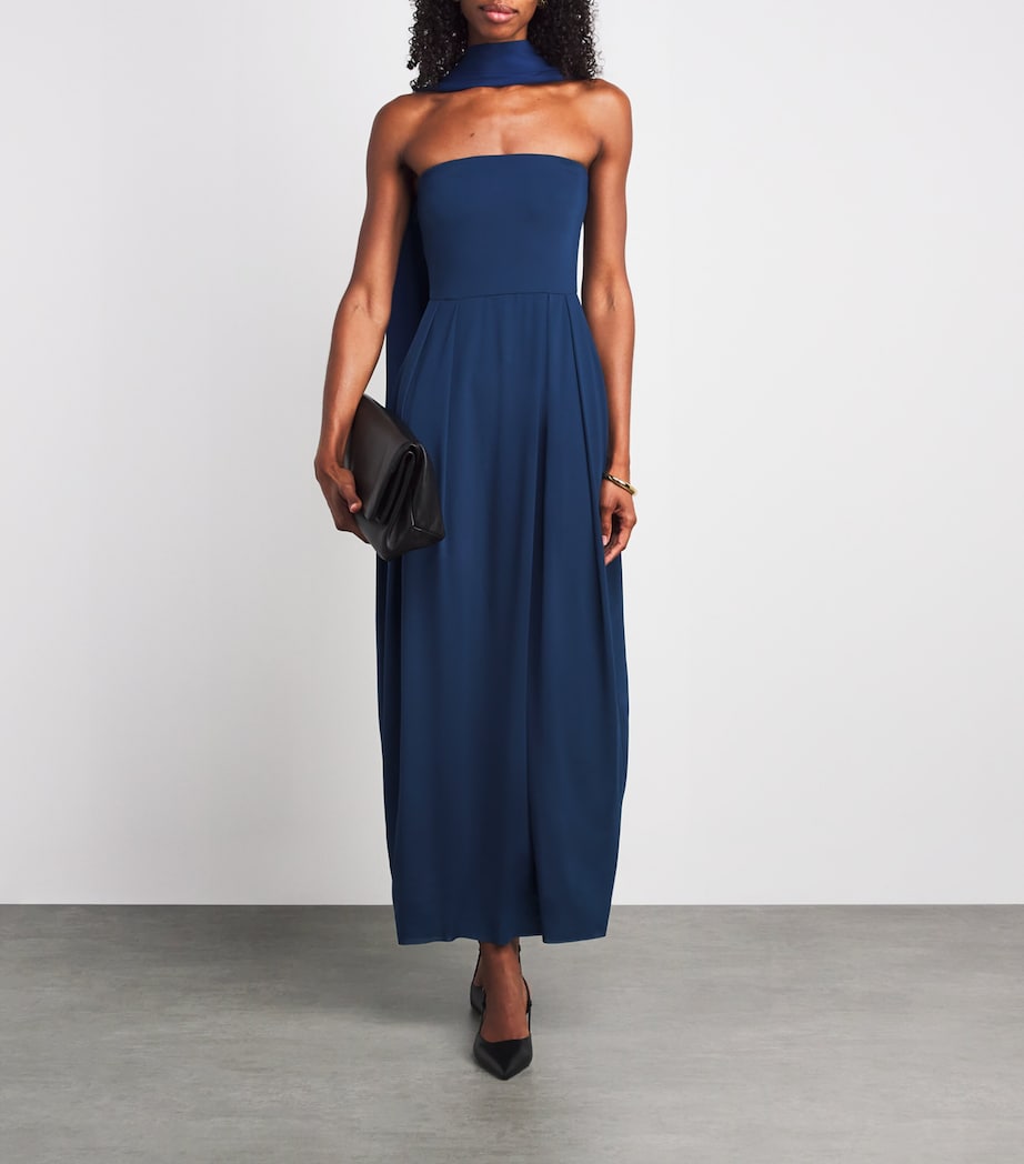 Jersey Draped Maxi Dress NAVY Image 6